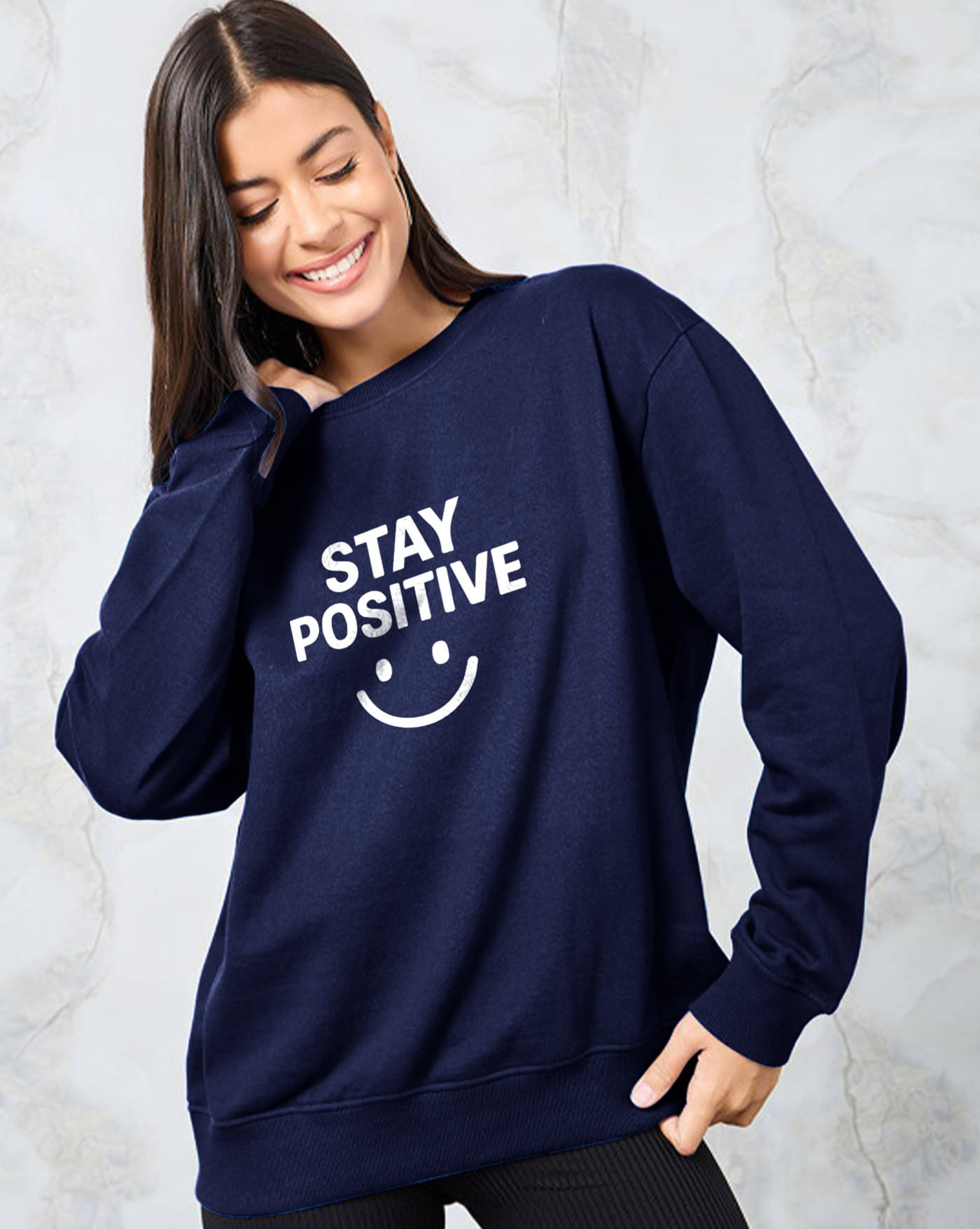 AUSK Women Fleece Round Neck Sweatshirt ( Blue ) AUSK Women Fleece Round Neck Sweatshirt ( Blue )