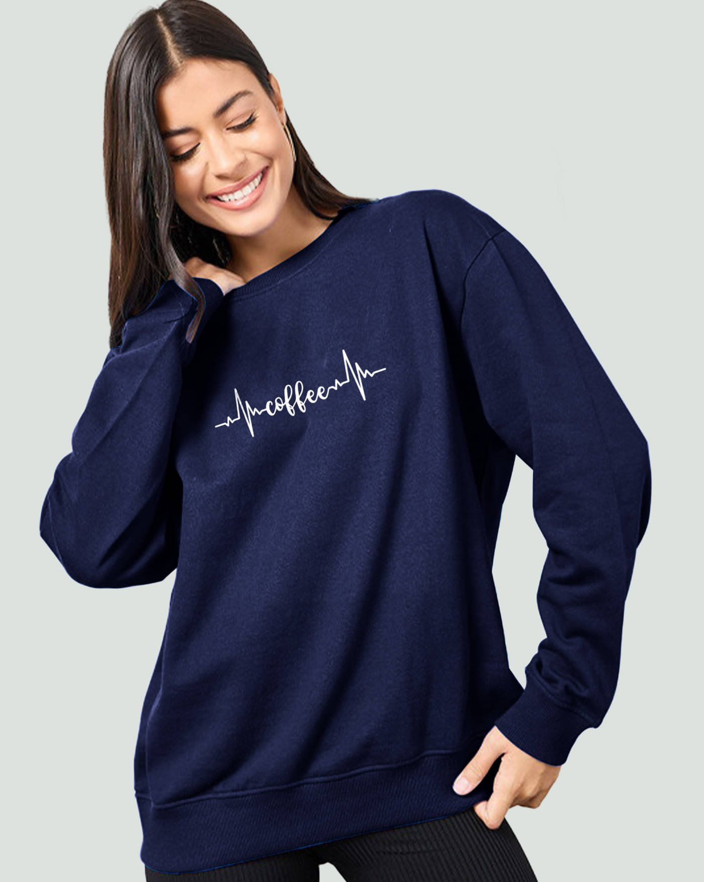 AUSK Women Fleece Round Neck Sweatshirt ( Blue ) AUSK Women Fleece Round Neck Sweatshirt ( Blue )