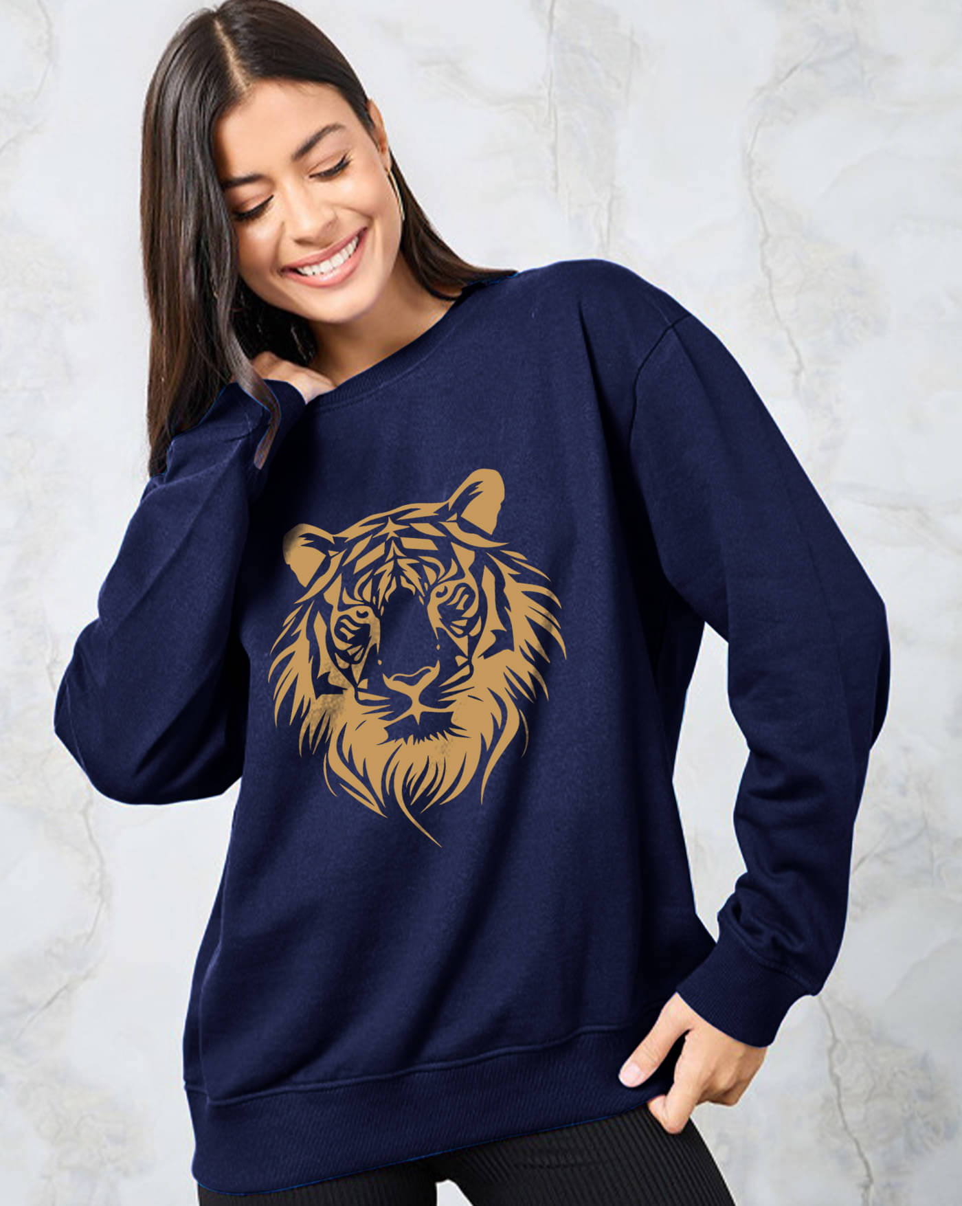 AUSK Women Fleece Round Neck Sweatshirt ( Blue ) AUSK Women Fleece Round Neck Sweatshirt ( Blue )