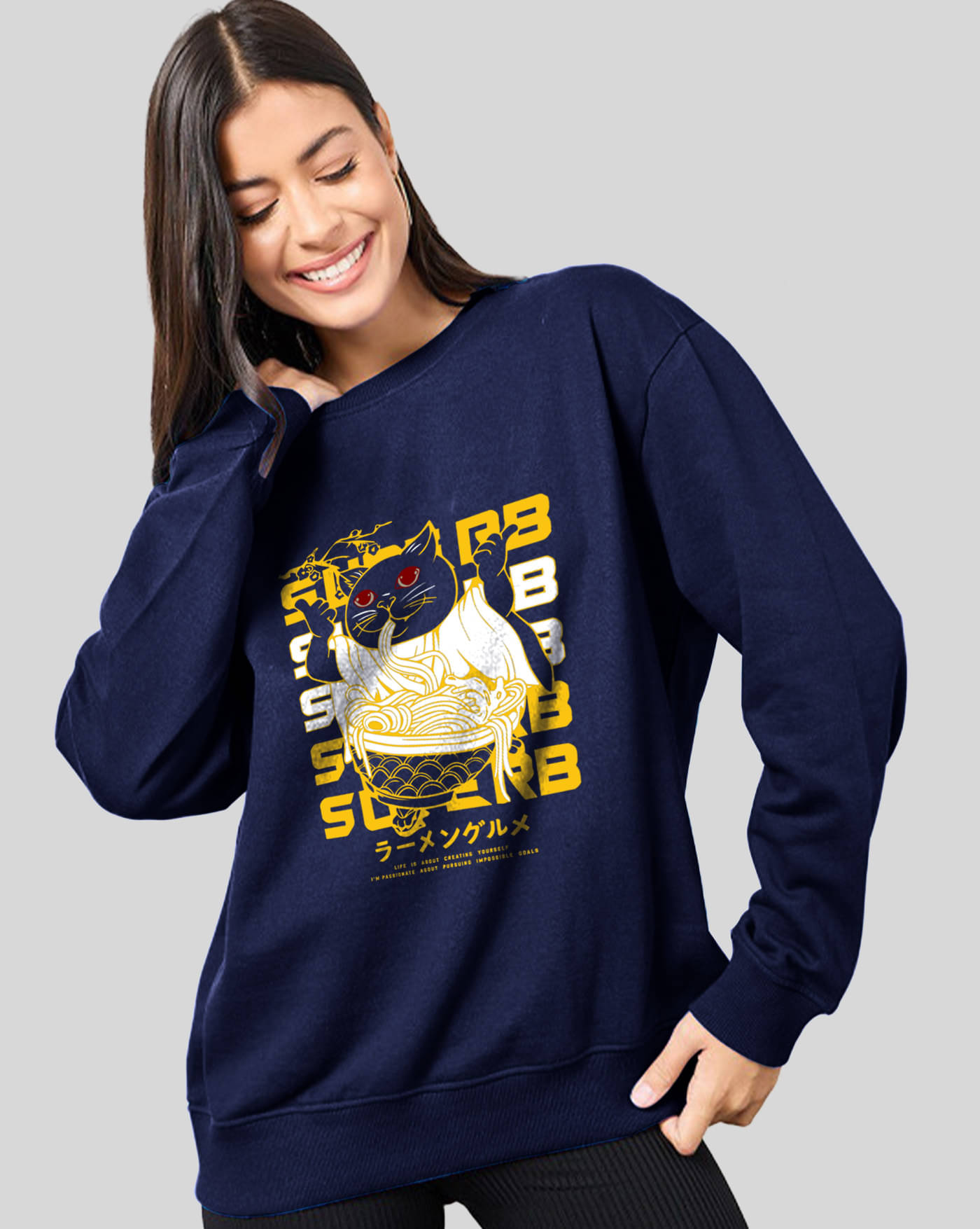     			AUSK Women's Fleece Round Neck Sweatshirt ( Blue )