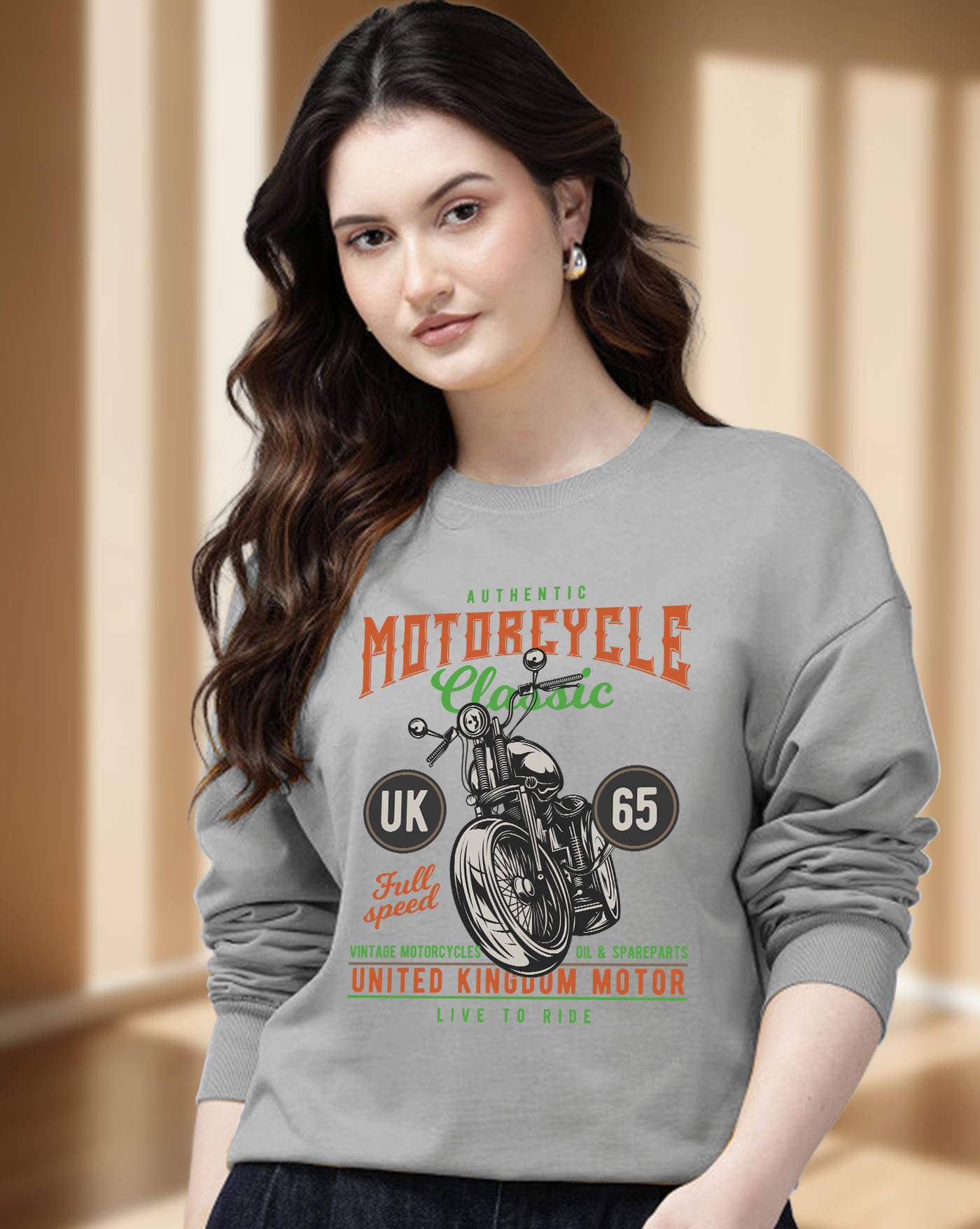 AUSK Women Fleece Round Neck Sweatshirt ( Grey )     			AUSK Women Fleece Round Neck Sweatshirt ( Grey )