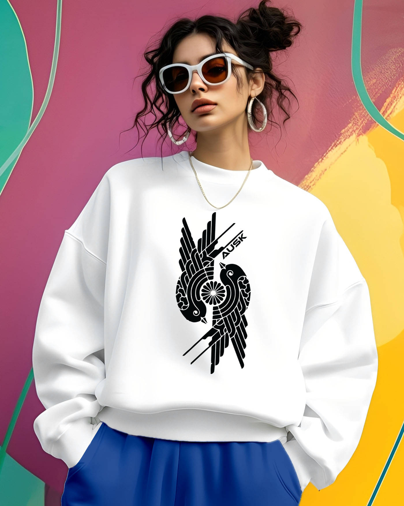     			AUSK Women's Fleece Round Neck Sweatshirt ( White )