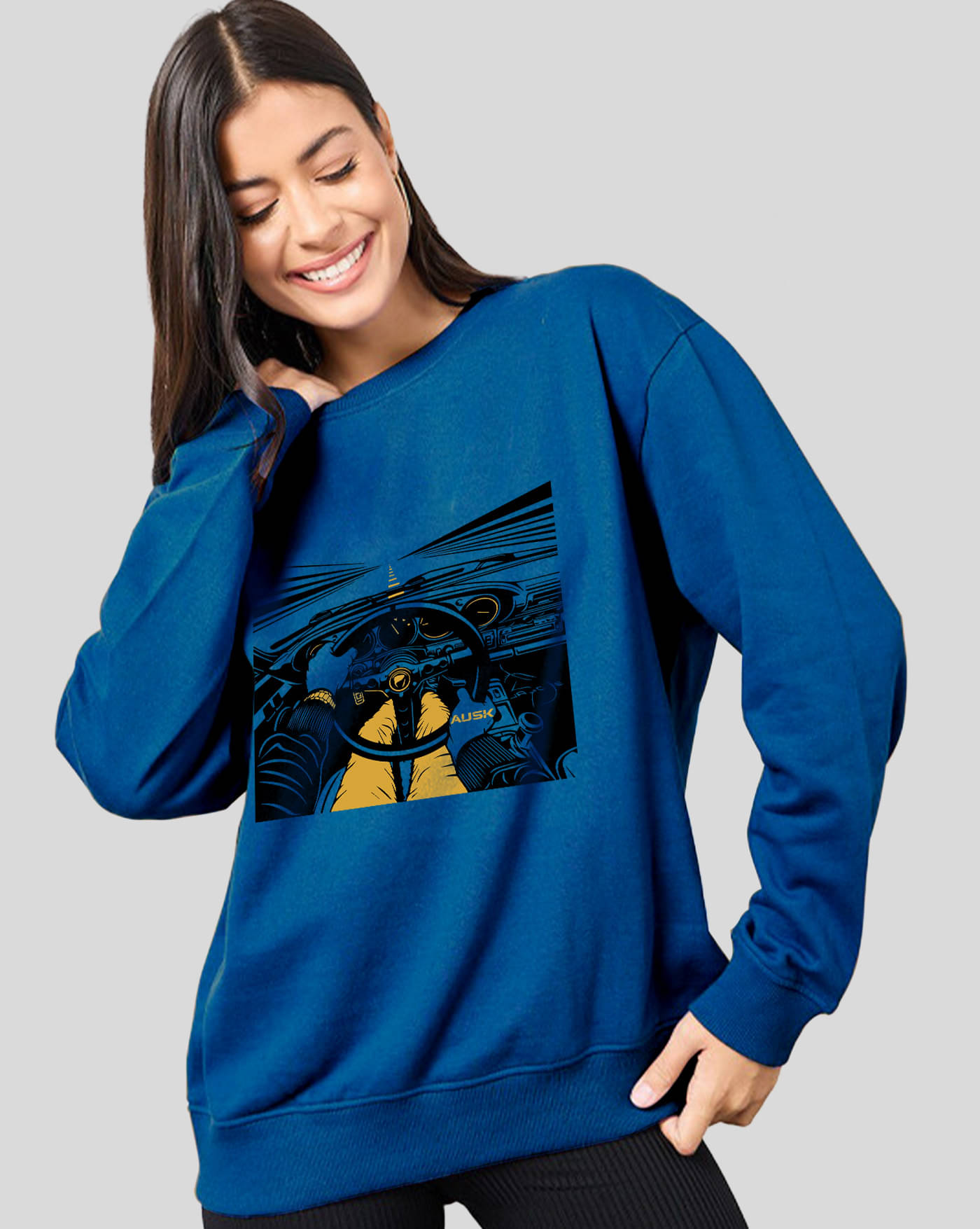 AUSK Women Fleece Round Neck Sweatshirt ( Turquoise )     			AUSK Women Fleece Round Neck Sweatshirt ( Turquoise )