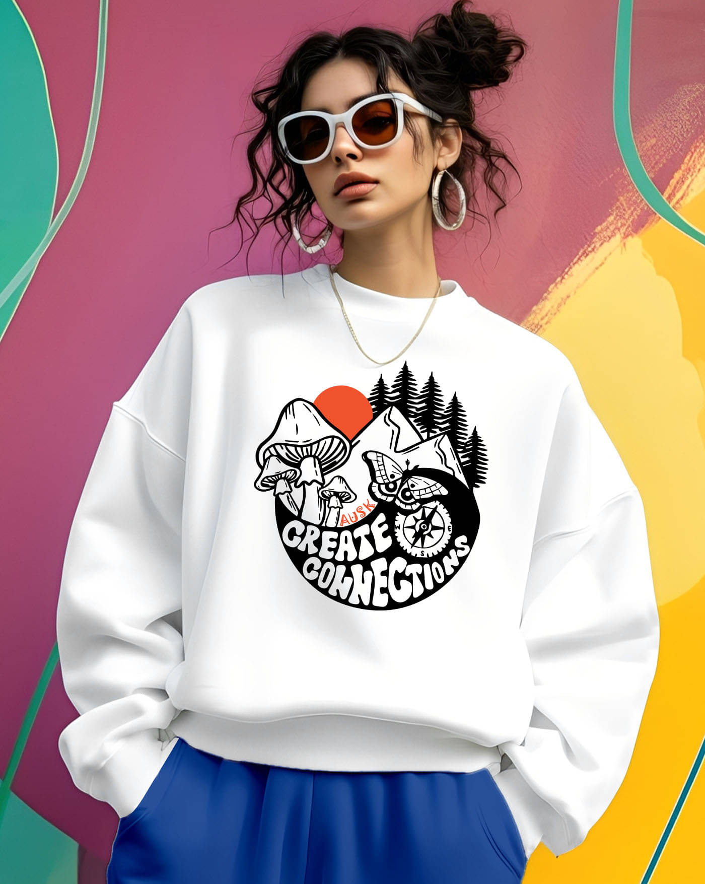     			AUSK Women's Fleece Round Neck Sweatshirt ( White )
