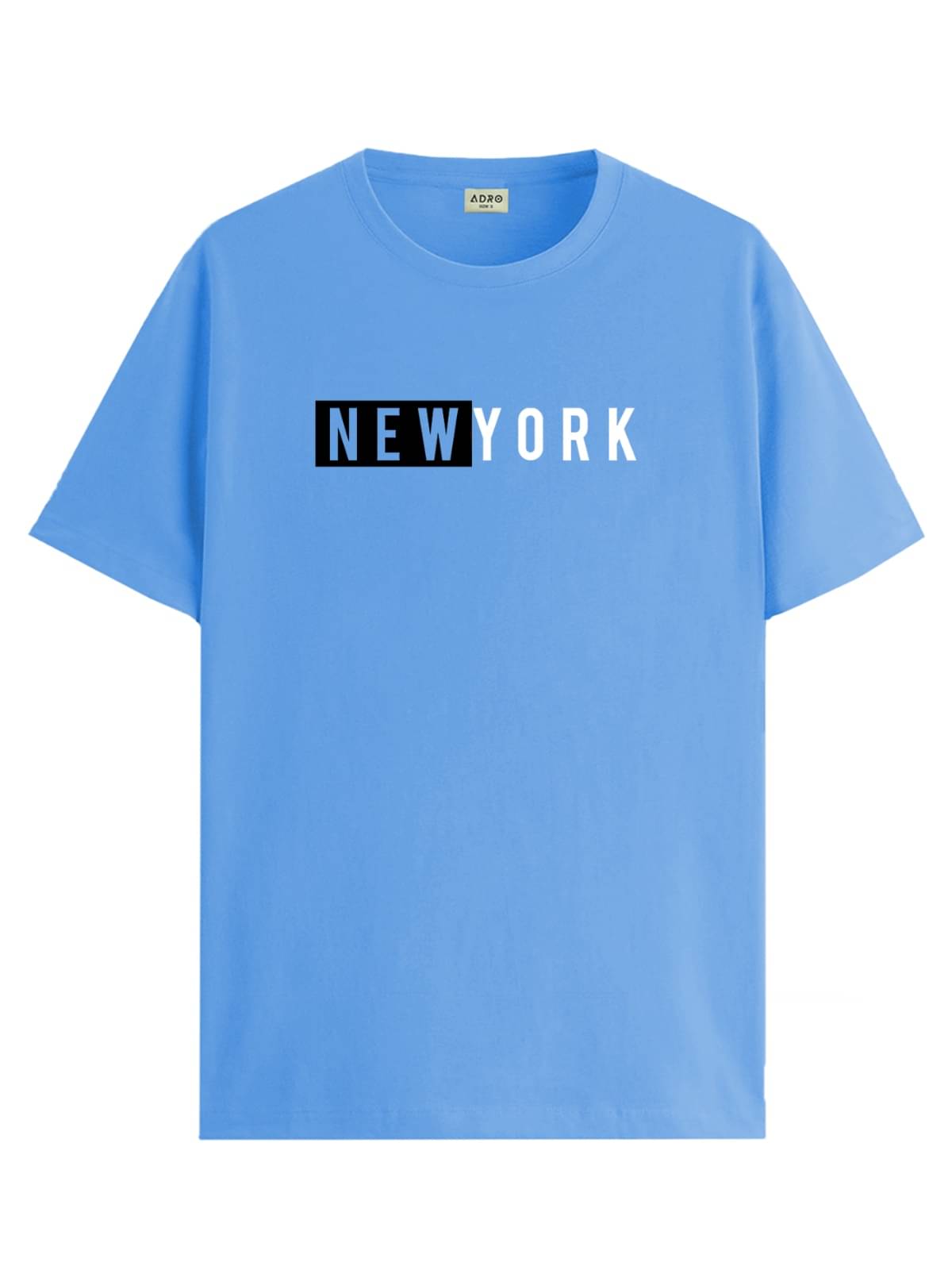 Adro Men Cotton Blend Regular Fit Printed T-Shirt ( Sky Blue ) Adro Men Cotton Blend Regular Fit Printed T-Shirt ( Sky Blue )