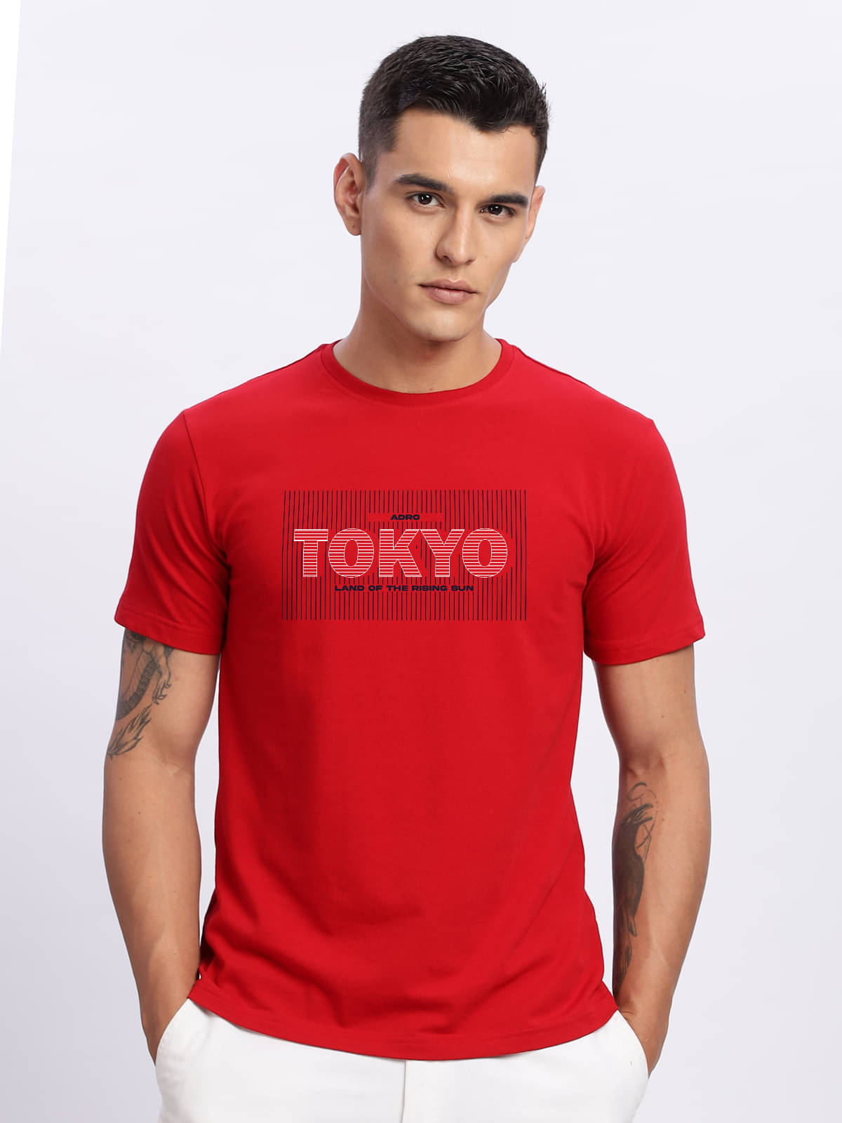     			Adro Men Cotton Blend Regular Fit Printed T-Shirt ( Red )