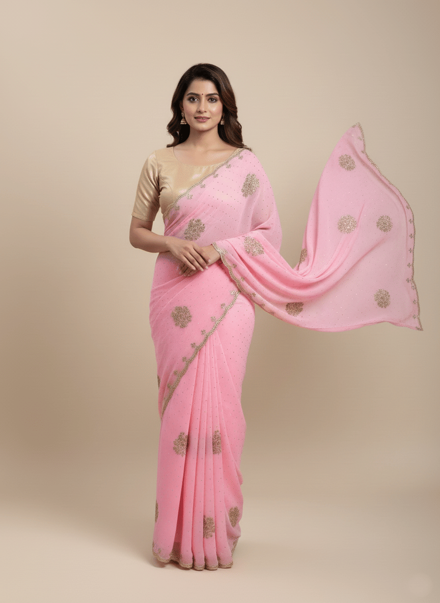 Avenue Creation Georgette Embroidered Regular Saree With Unstitched Blouse Piece ( Multicolor 2 ) Avenue Creation Georgette Embroidered Regular Saree With Unstitched Blouse Piece ( Multicolor 2 )