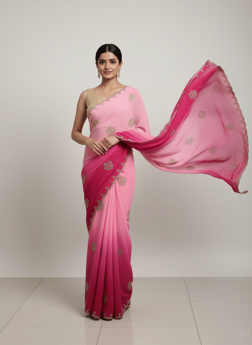 Avenue Creation Georgette Embroidered Regular Saree With Unstitched Blouse Piece ( Multicolor 2 ) Avenue Creation Georgette Embroidered Regular Saree With Unstitched Blouse Piece ( Multicolor 2 )