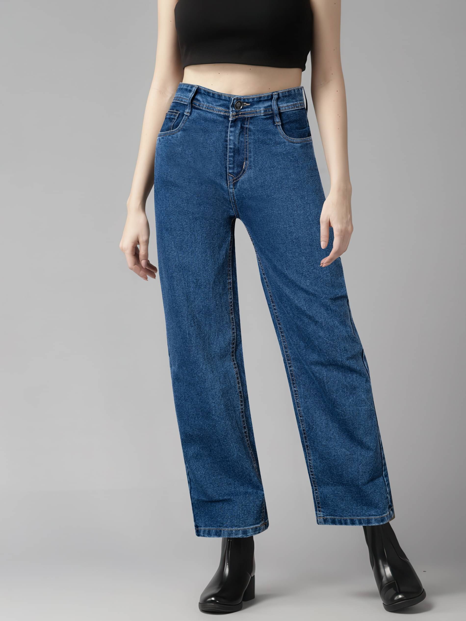     			DUPPS Women's Straight Fit High-Rise Jeans ( Light Blue )