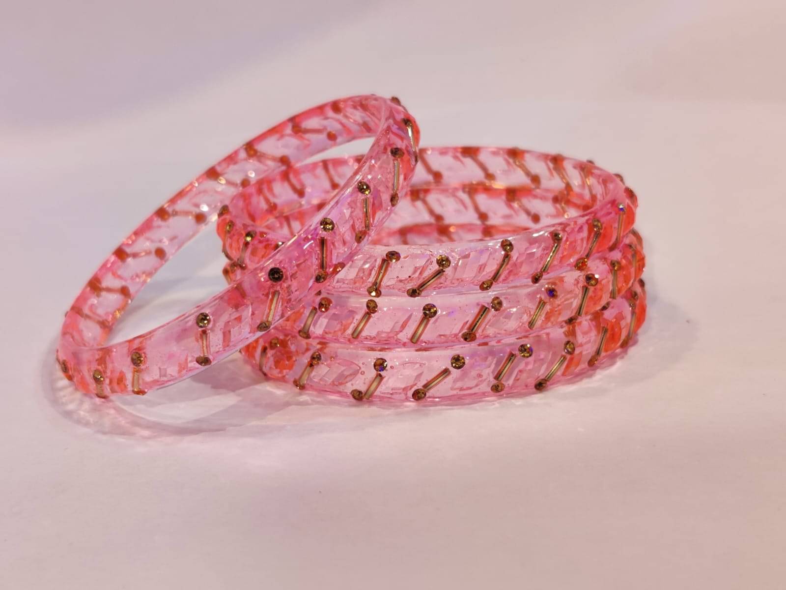     			Divine Glass Pink Bangle ( Pack of 4 )