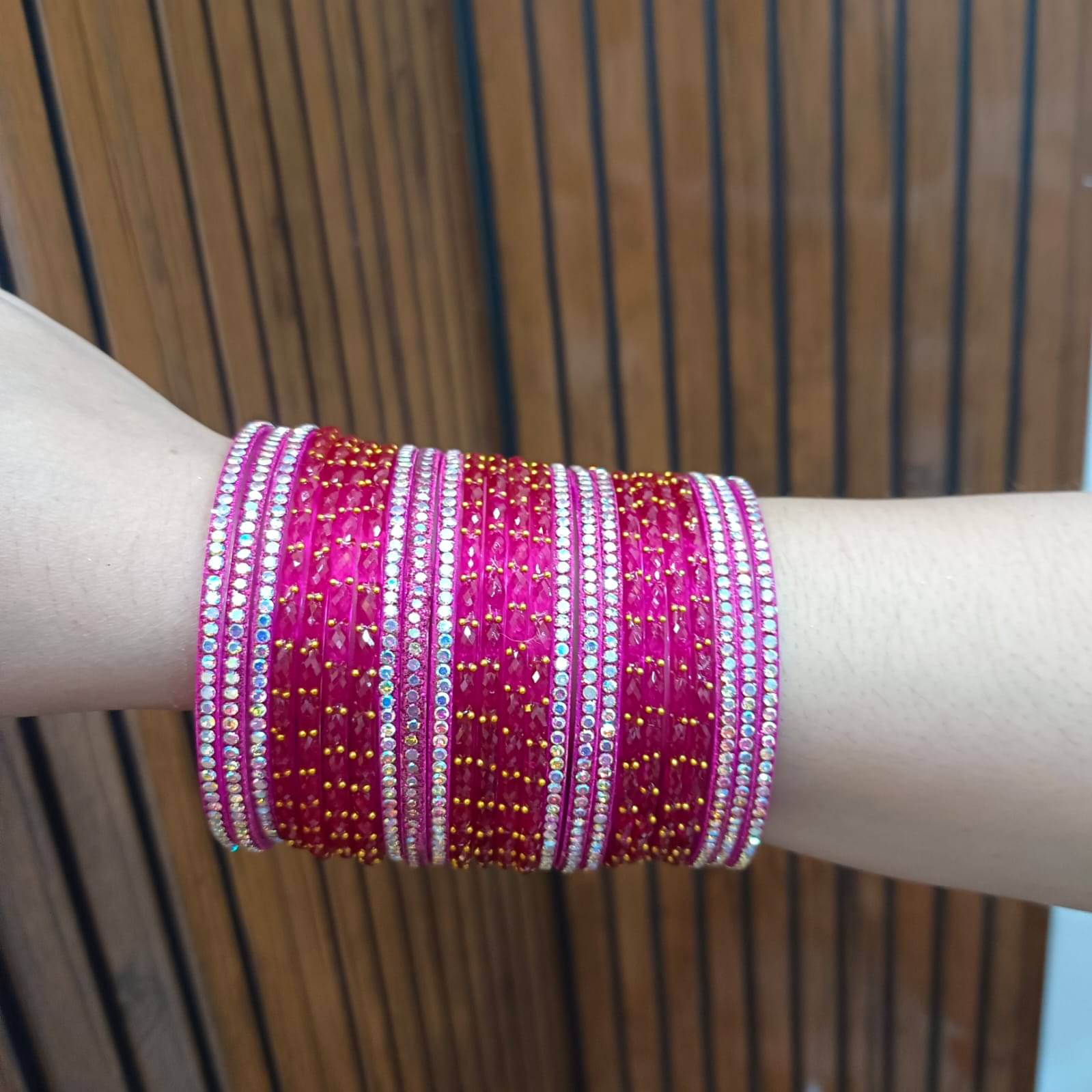     			Divine Glass Pink Bangle Set ( Pack of 24 )