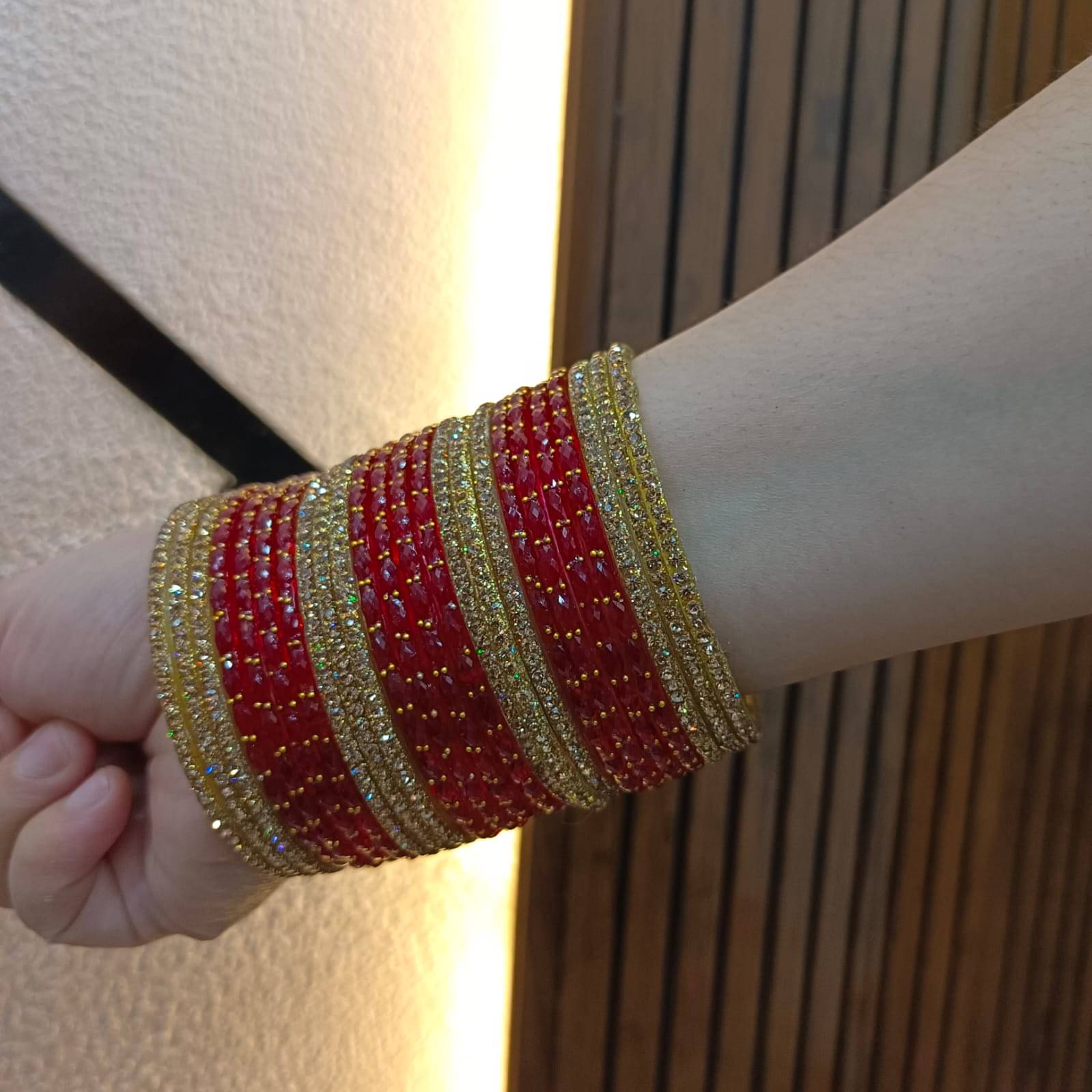     			Divine Glass Red Bangle Set ( Pack of 24 )