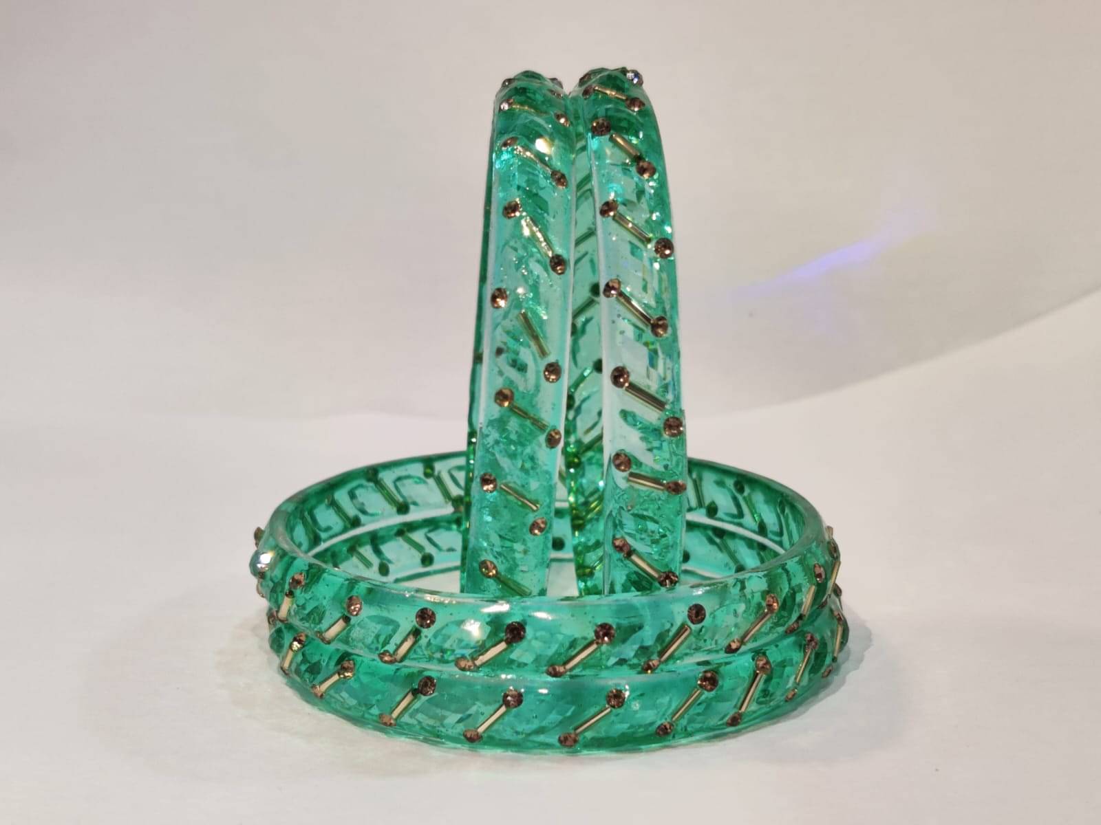 Divine Glass Teal Bangle Set ( Pack of 4 ) Divine Glass Teal Bangle Set ( Pack of 4 )