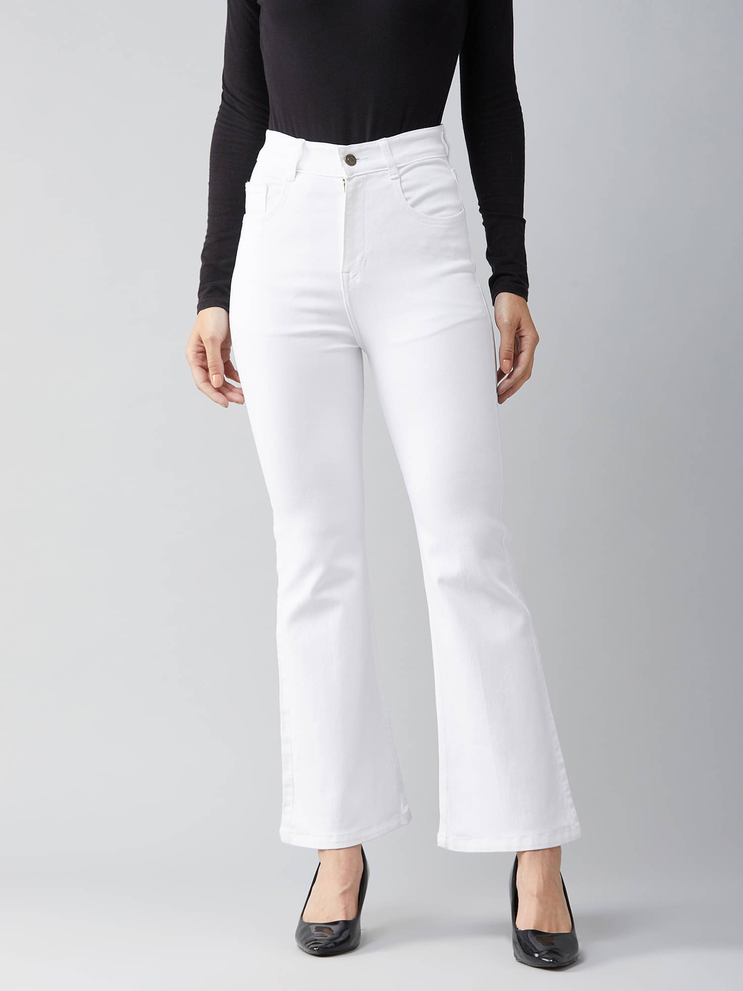     			Dolce Crudo Women's Bootcut High-Rise Jeans ( White )