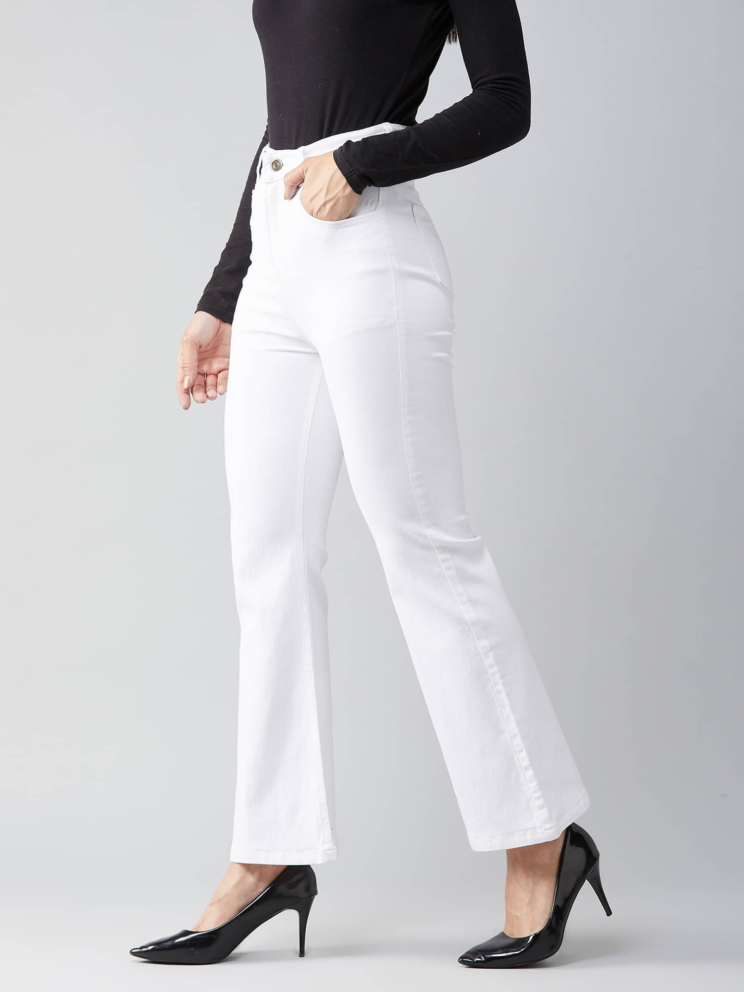     			Dolce Crudo Women's Bootcut High-Rise Jeans ( White )
