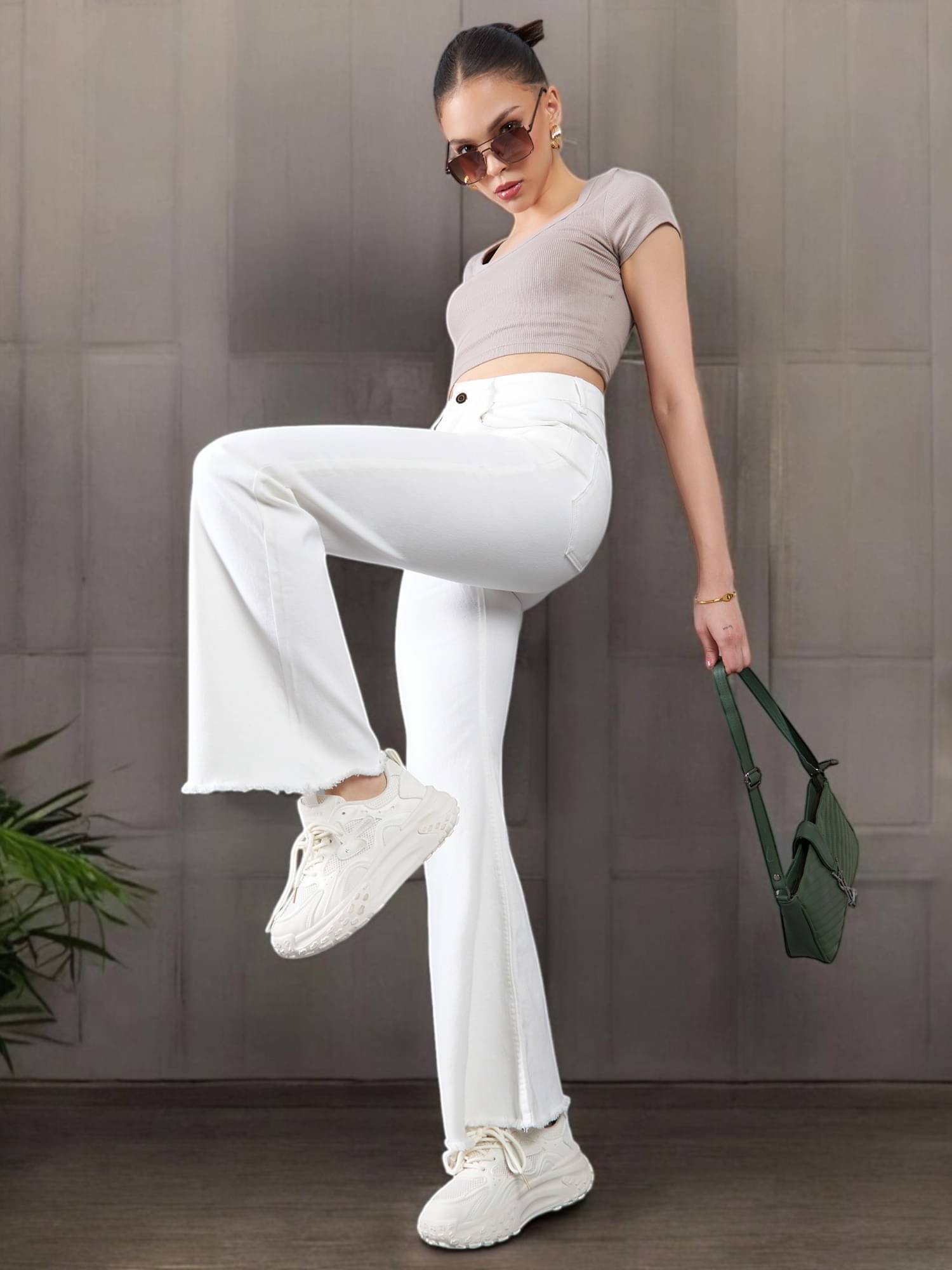     			Dolce Crudo Women's Bootcut High-Rise Jeans ( White )
