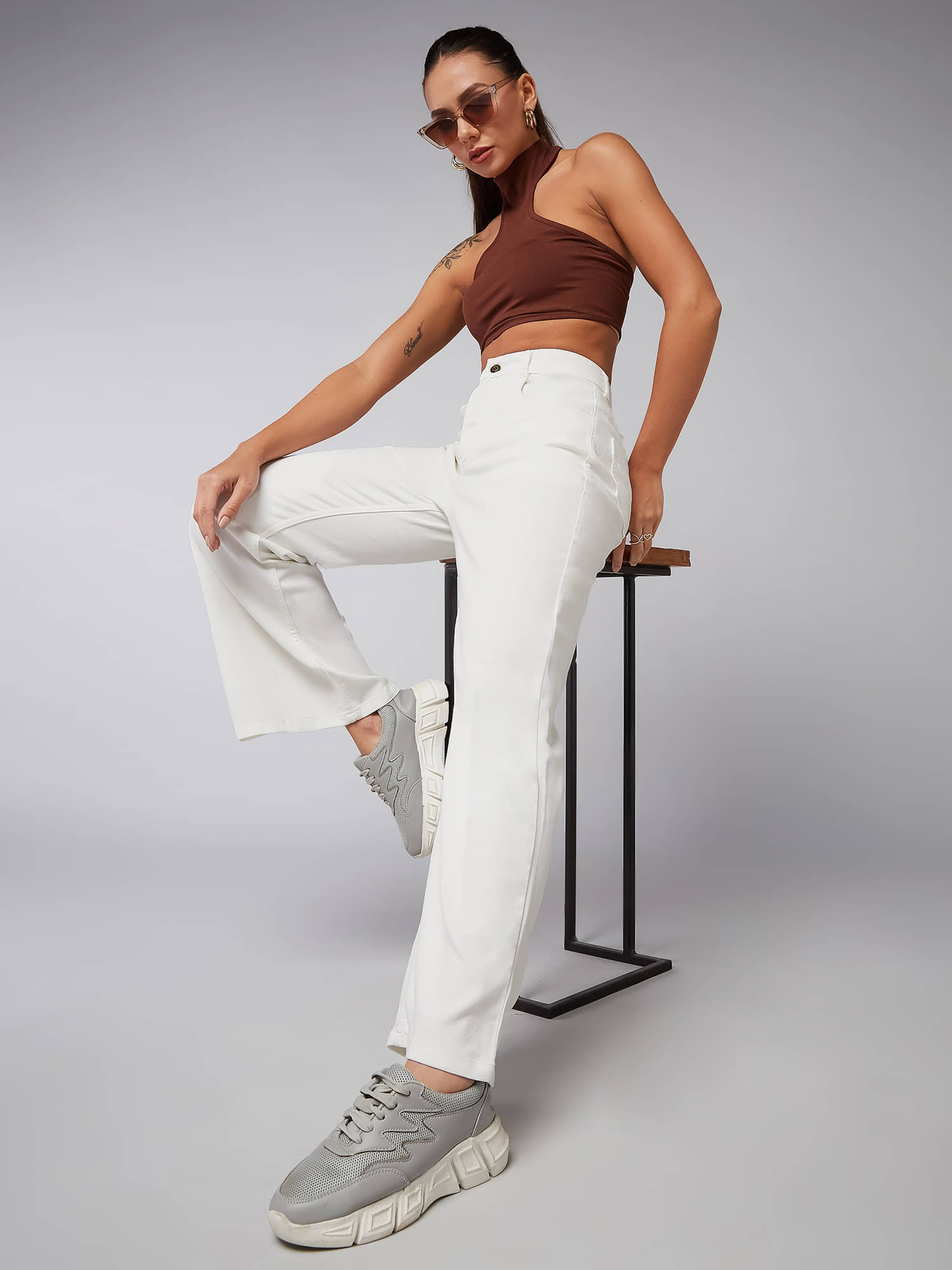     			Dolce Crudo Women's Bootcut High-Rise Jeans ( White )