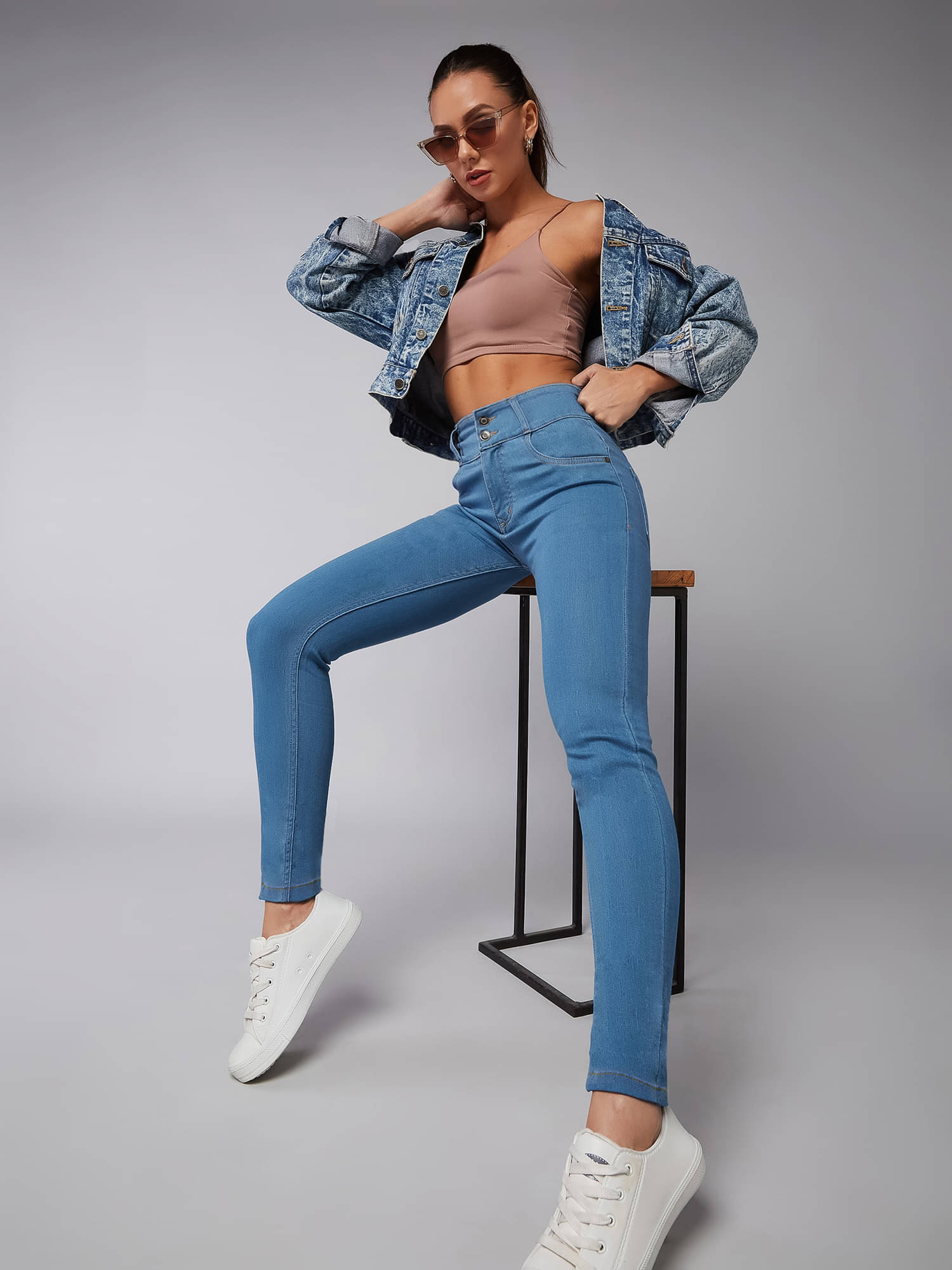     			Dolce Crudo Women's Skinny Fit High-Rise Jeans ( Blue )
