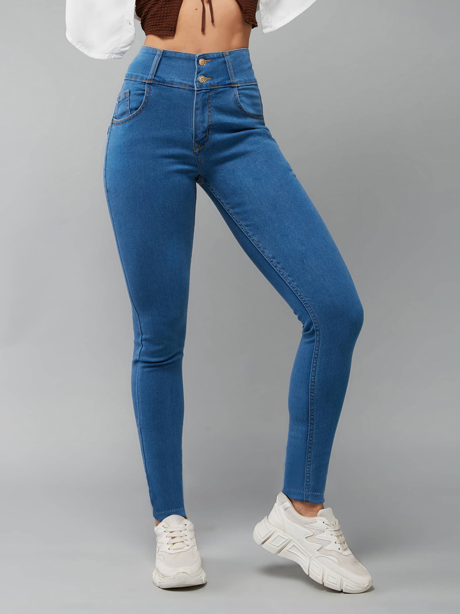     			Dolce Crudo Women's Skinny Fit High-Rise Jeans ( Blue )