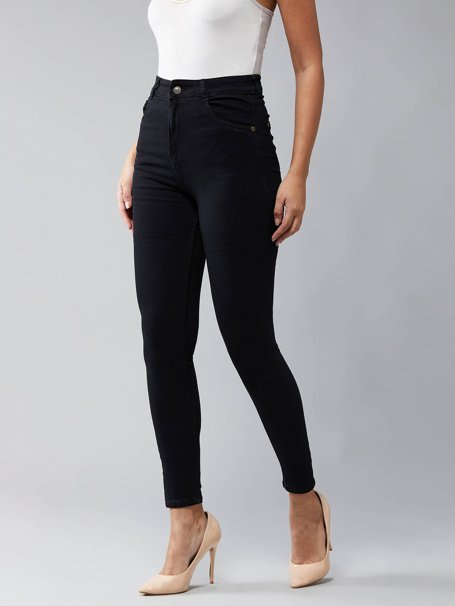     			Dolce Crudo Women's Skinny Fit High-Rise Jeans ( Black )