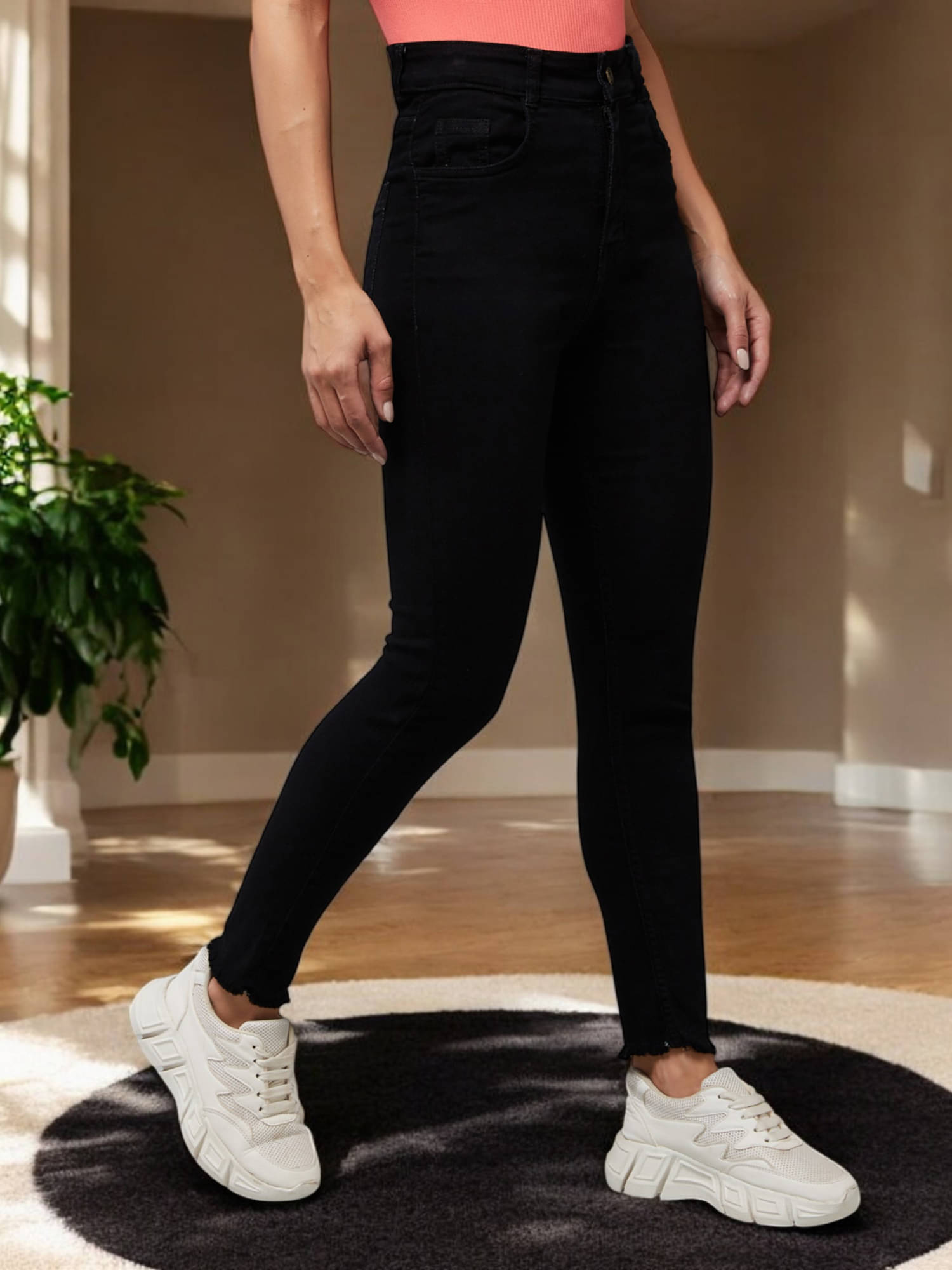     			Dolce Crudo Women's Skinny Fit High-Rise Jeans ( Black )