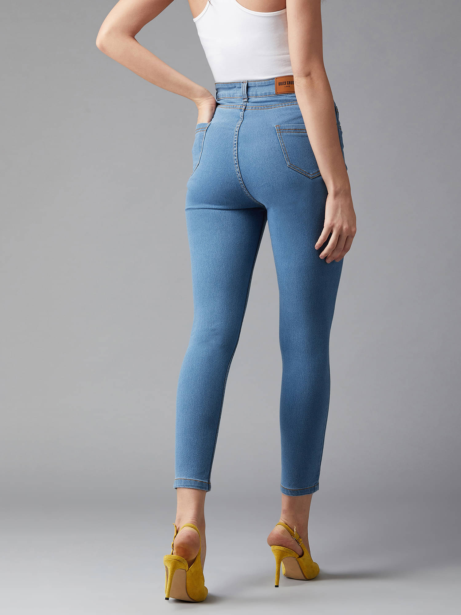     			Dolce Crudo Women's Skinny Fit High-Rise Jeans ( Blue )