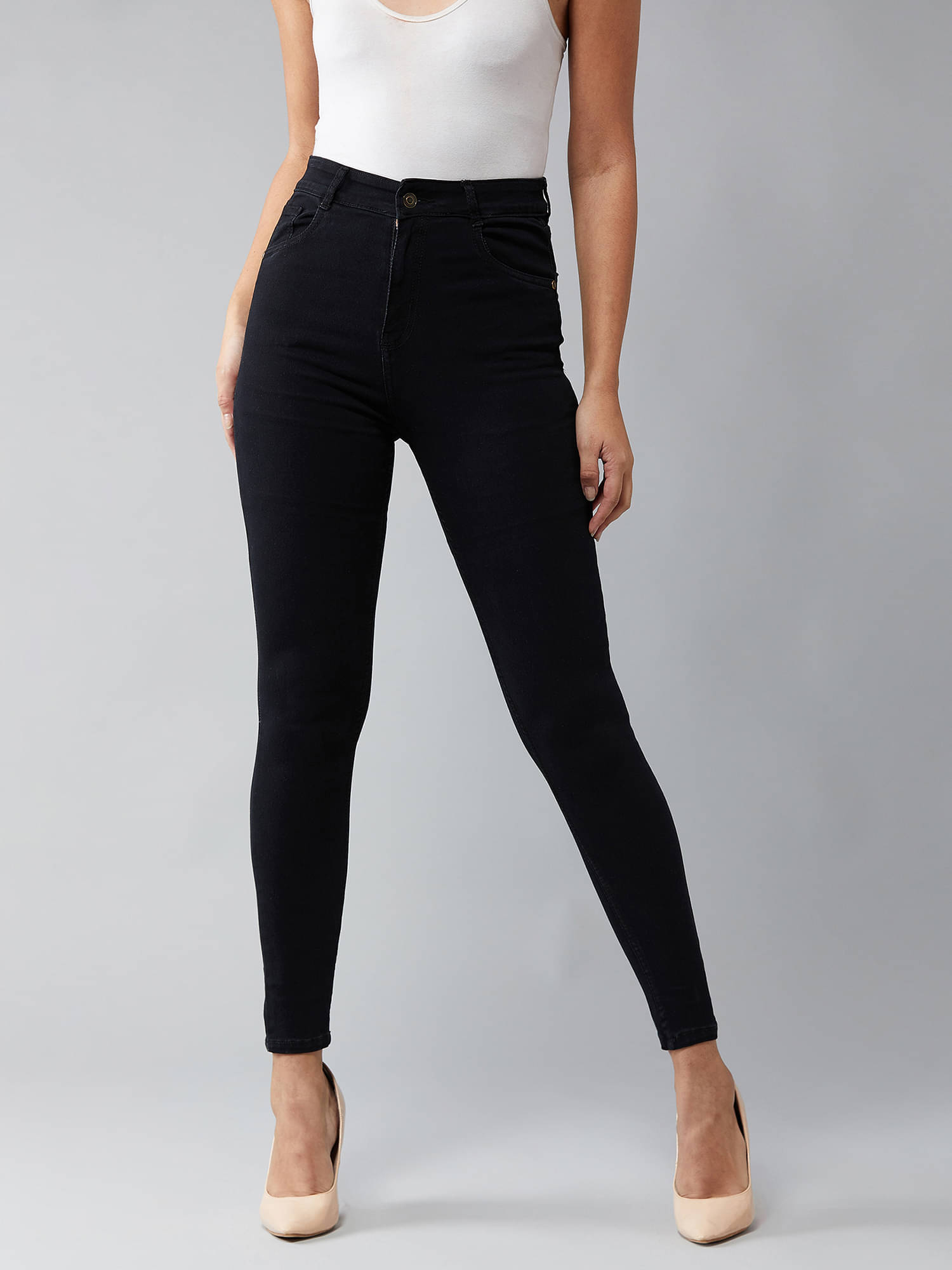     			Dolce Crudo Women's Skinny Fit High-Rise Jeans ( Black )