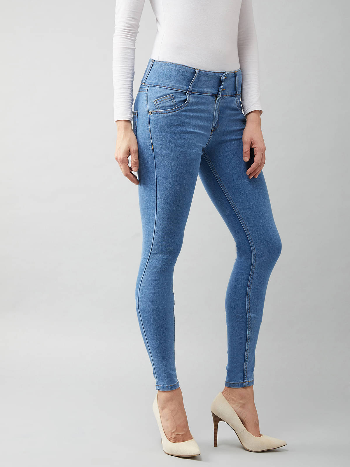     			Dolce Crudo Women's Skinny Fit High-Rise Jeans ( Blue )