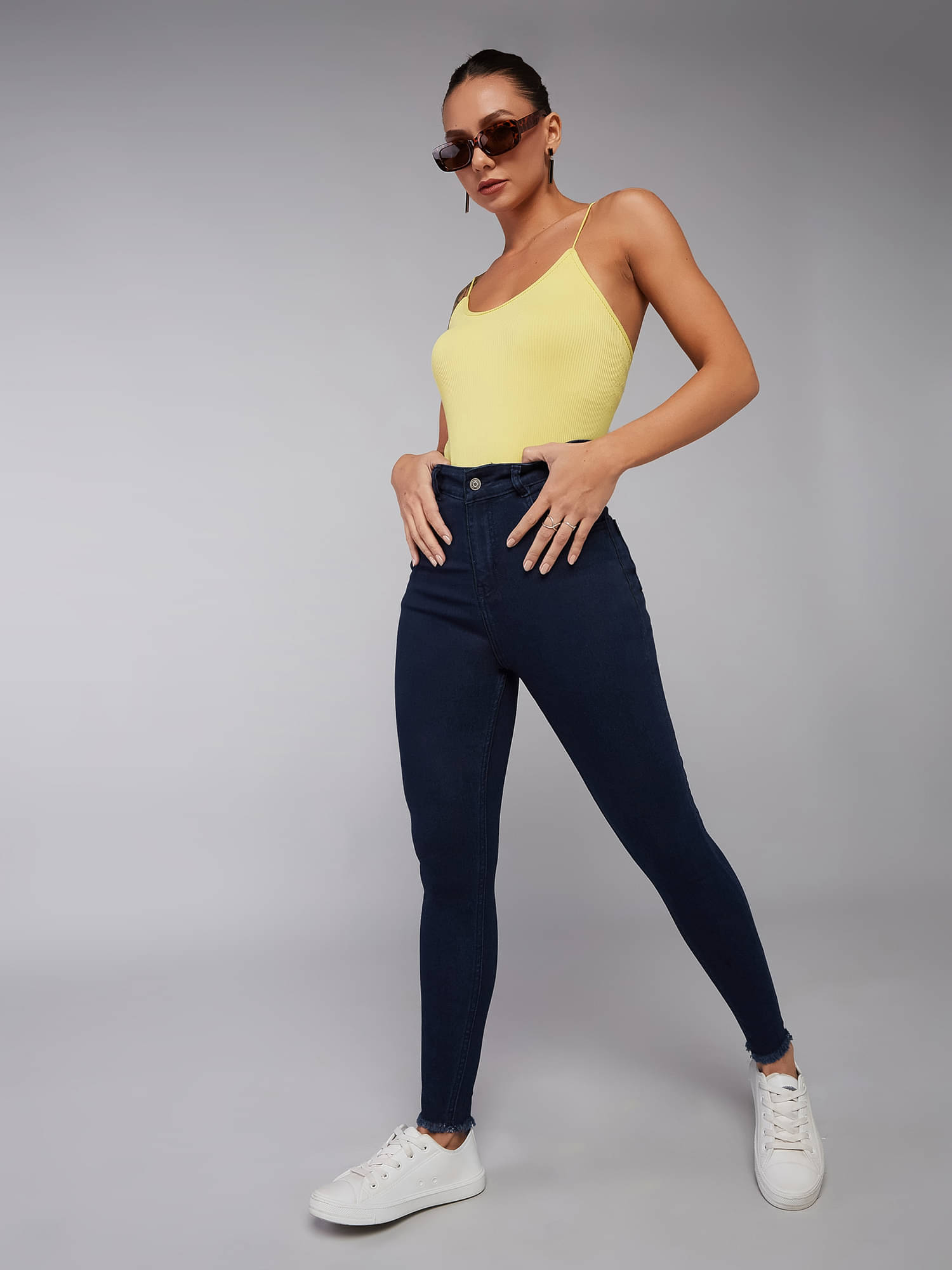     			Dolce Crudo Women's Skinny Fit High-Rise Jeans ( Navy Blue )