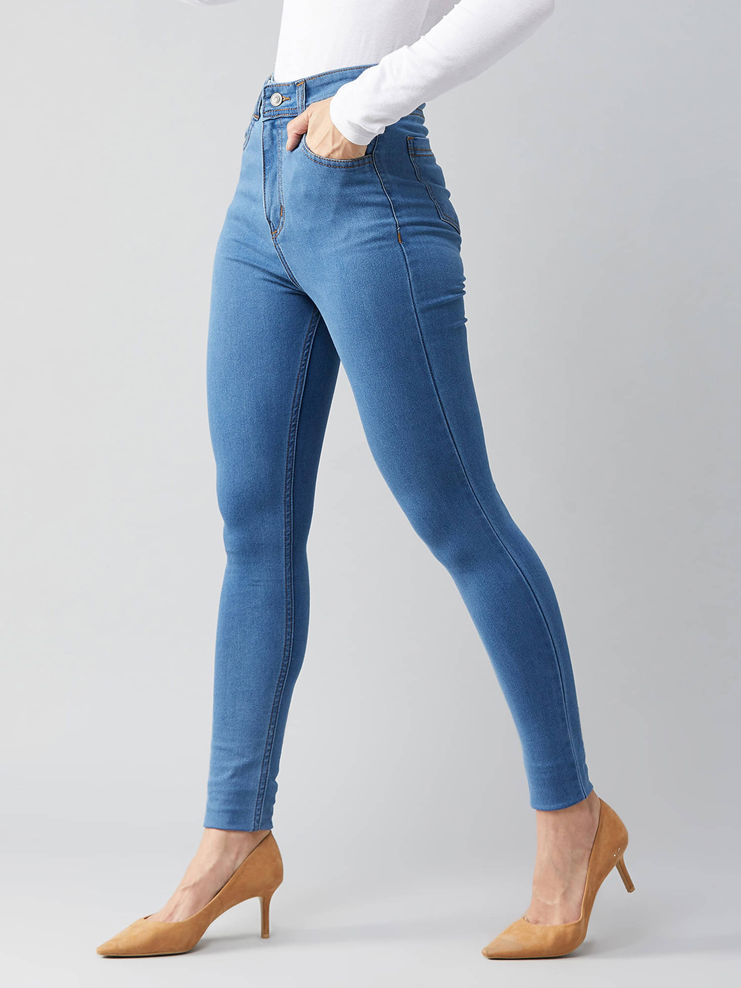     			Dolce Crudo Women's Skinny Fit High-Rise Jeans ( Blue )