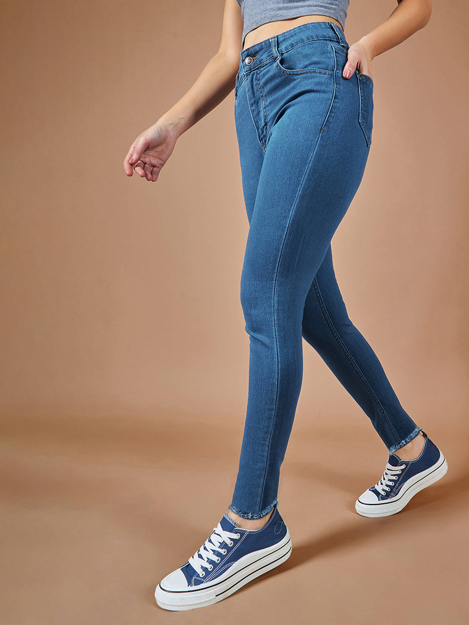     			Dolce Crudo Women's Skinny Fit High-Rise Jeans ( Blue )