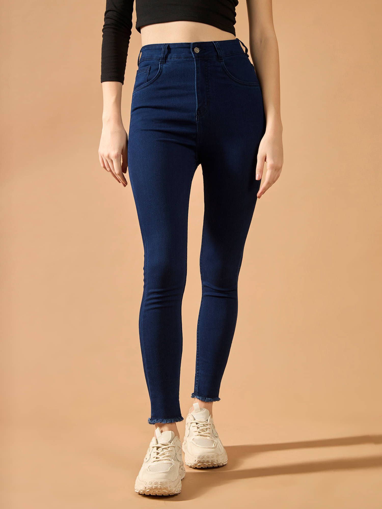     			Dolce Crudo Women's Skinny Fit High-Rise Jeans ( Navy Blue )