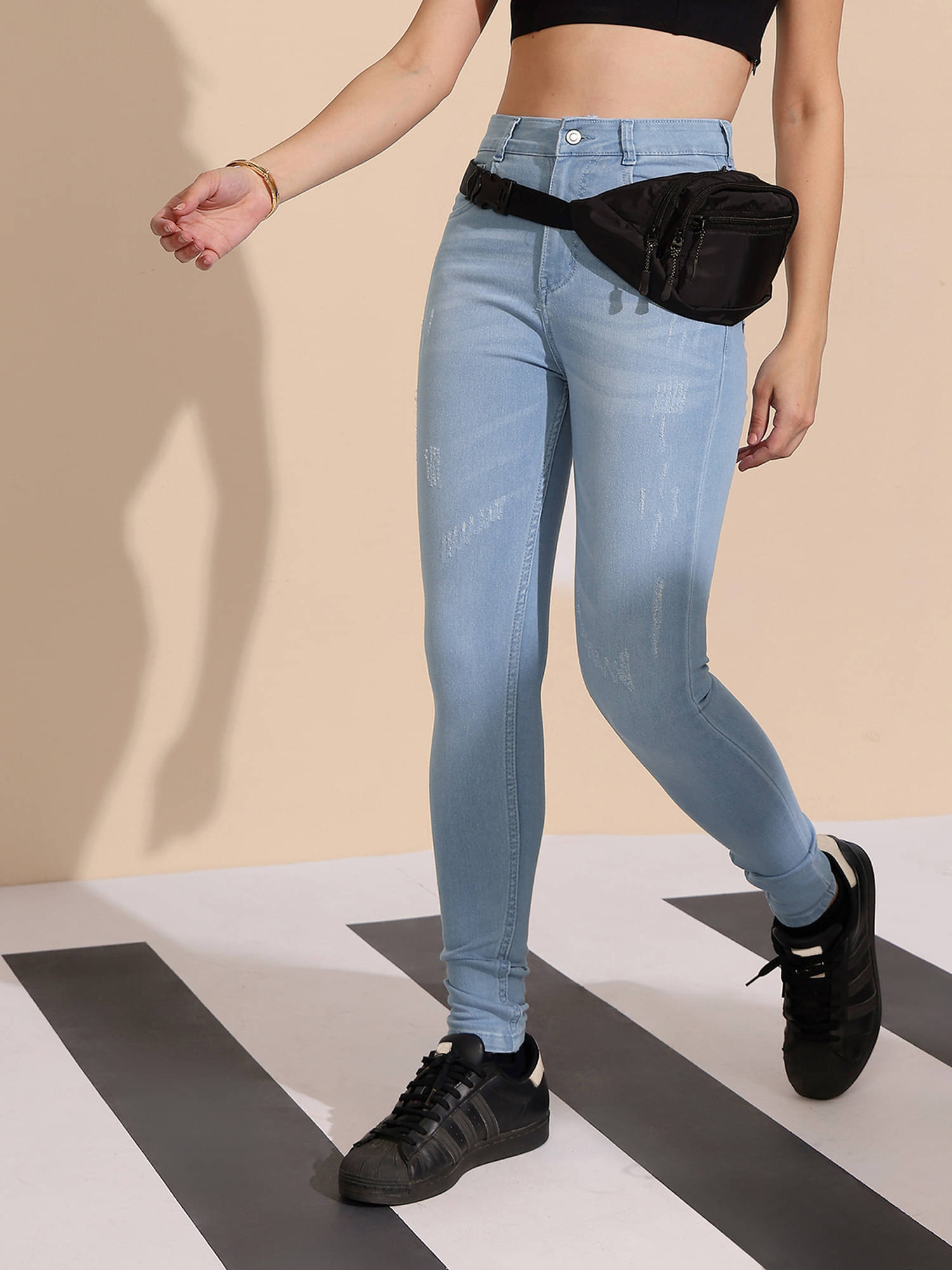     			Dolce Crudo Women's Skinny Fit High-Rise Jeans ( Blue )