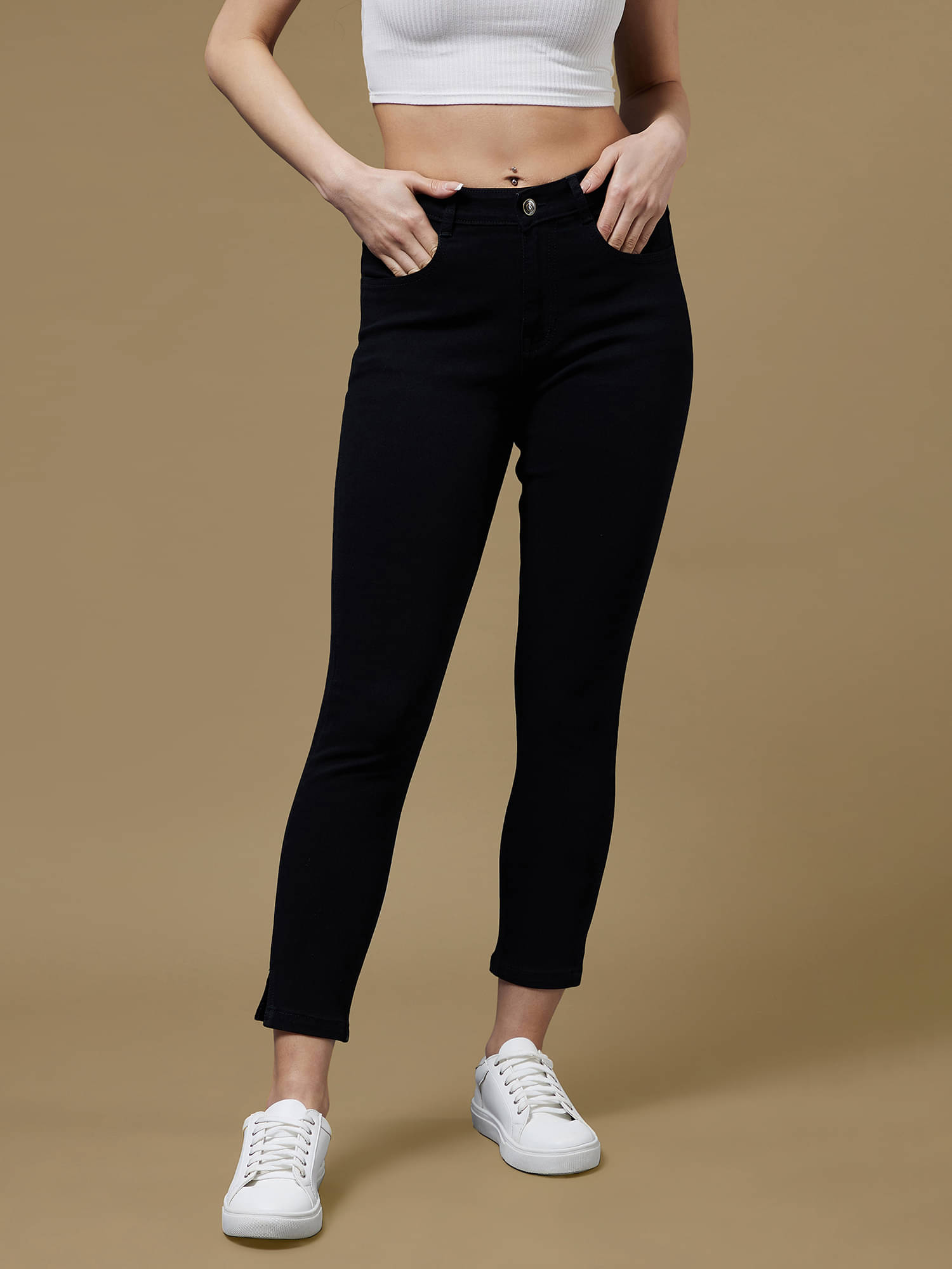     			Dolce Crudo Women's Skinny Fit High-Rise Jeans ( Black )
