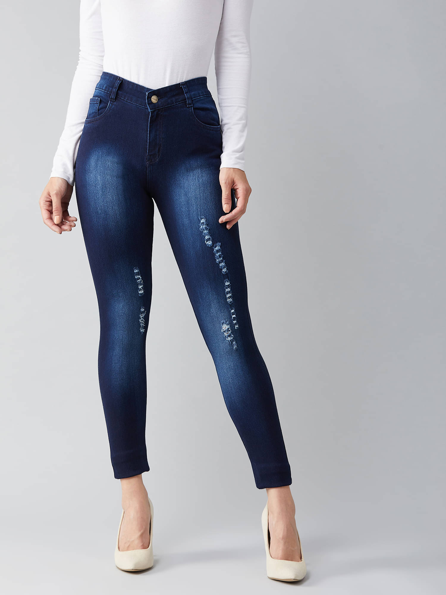     			Dolce Crudo Women's Skinny Fit High-Rise Jeans ( Blue )