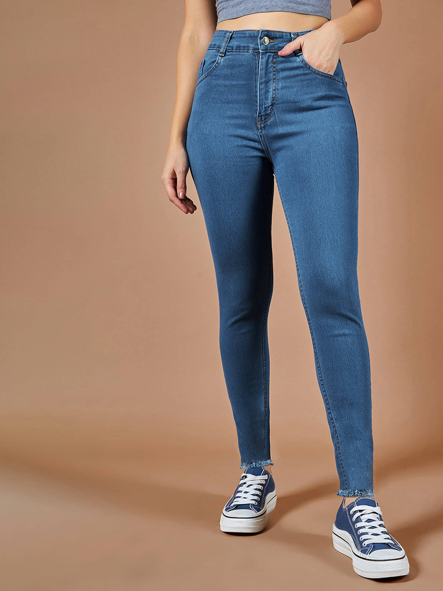     			Dolce Crudo Women's Skinny Fit High-Rise Jeans ( Blue )