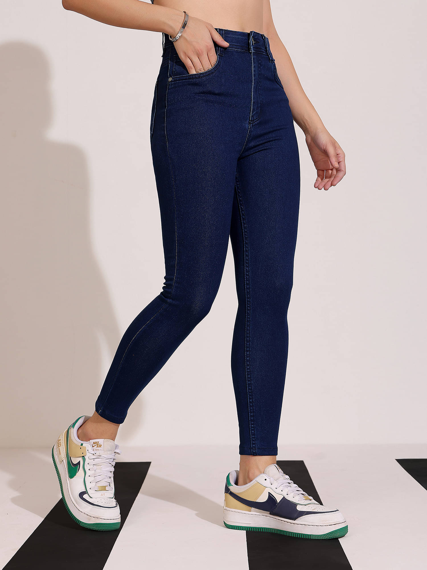     			Dolce Crudo Women's Skinny Fit High-Rise Jeans ( Navy Blue )