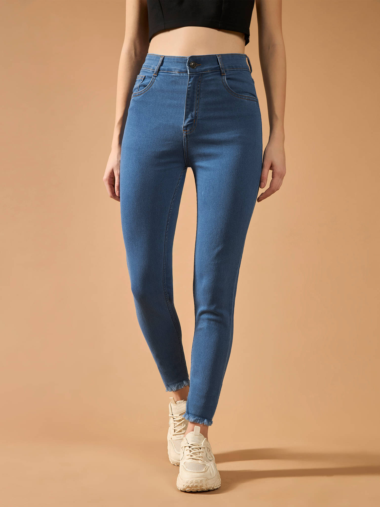     			Dolce Crudo Women's Skinny Fit High-Rise Jeans ( Blue )