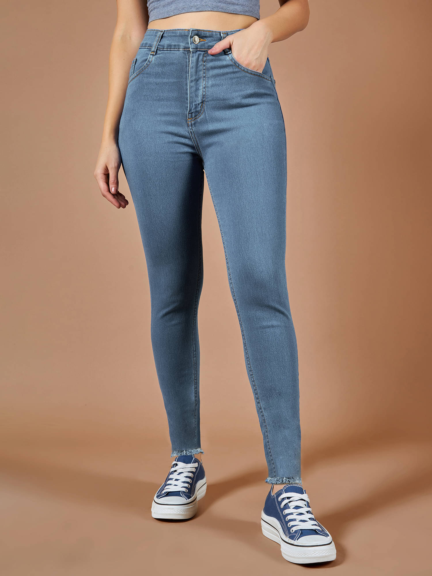     			Dolce Crudo Women's Skinny Fit High-Rise Jeans ( Blue )