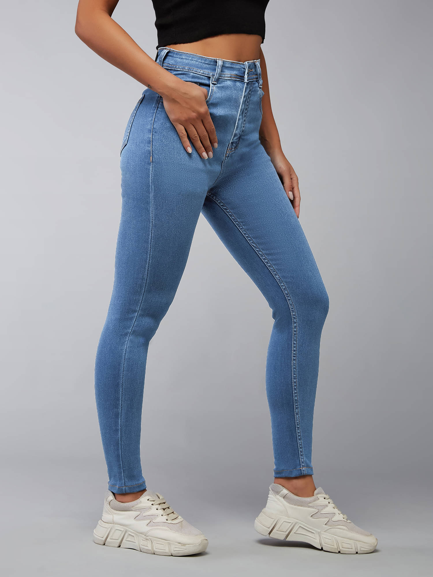    			Dolce Crudo Women's Skinny Fit High-Rise Jeans ( Blue )