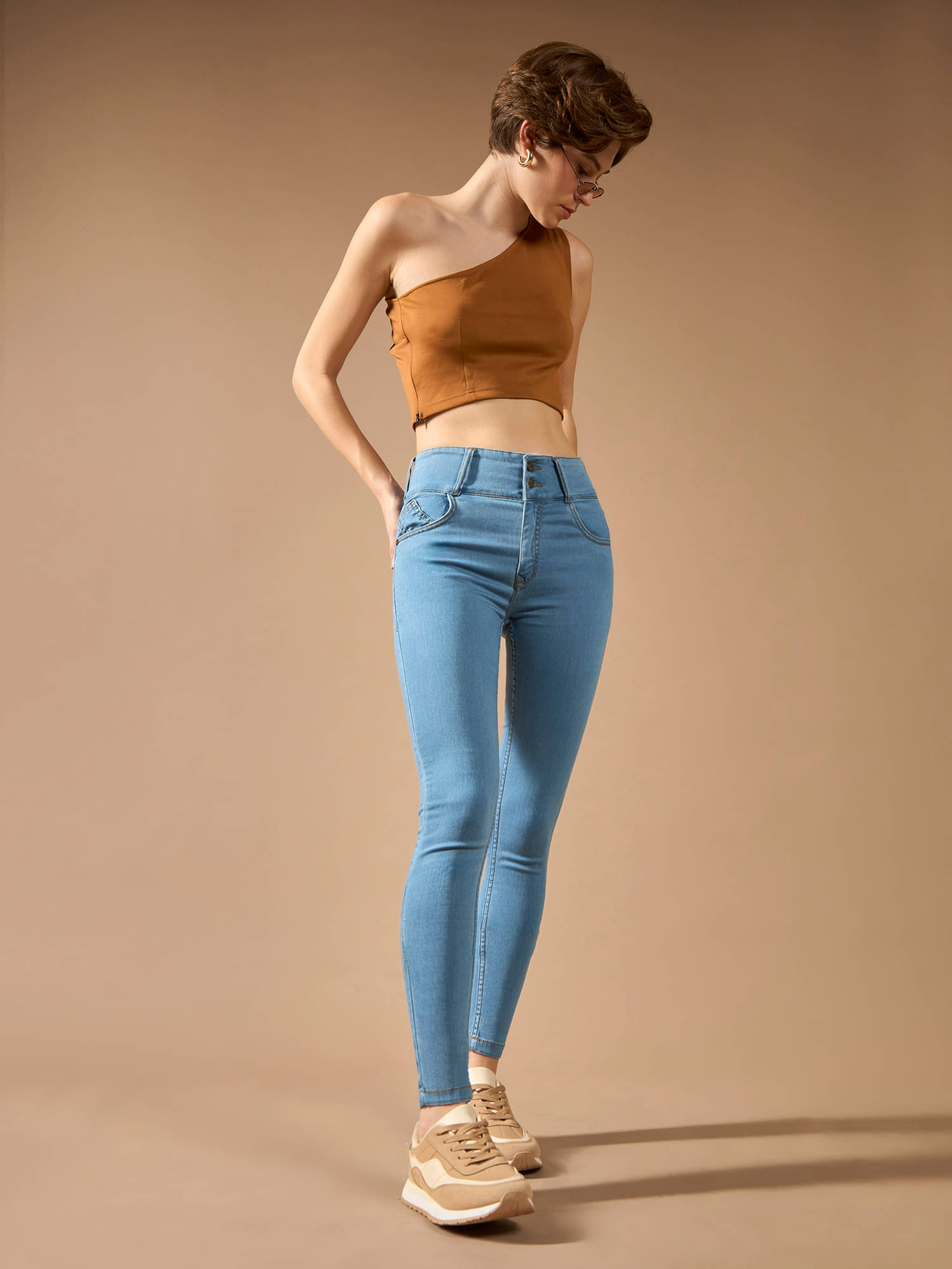     			Dolce Crudo Women's Skinny Fit High-Rise Jeans ( Blue )