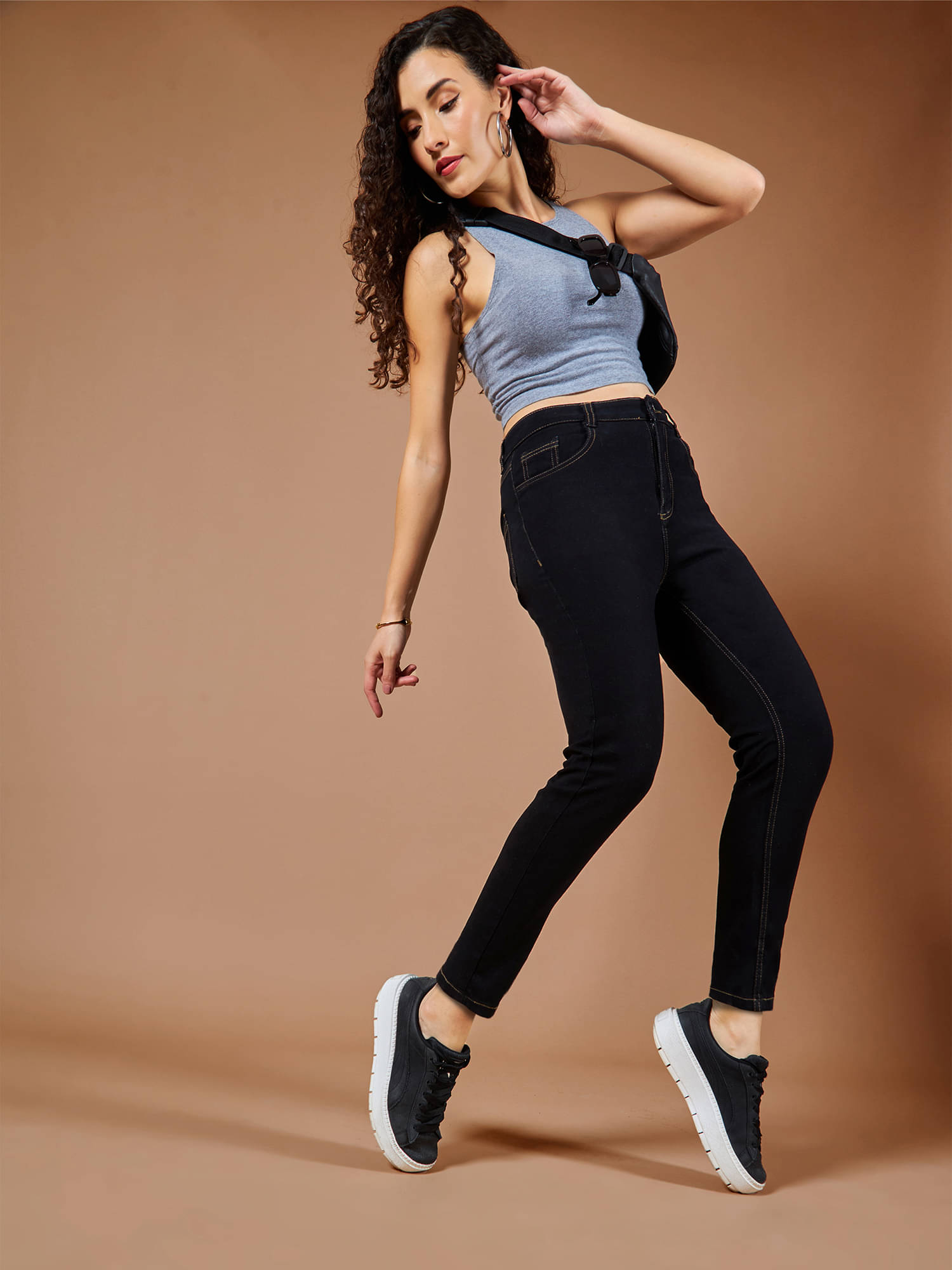     			Dolce Crudo Women's Skinny Fit High-Rise Jeans ( Black )