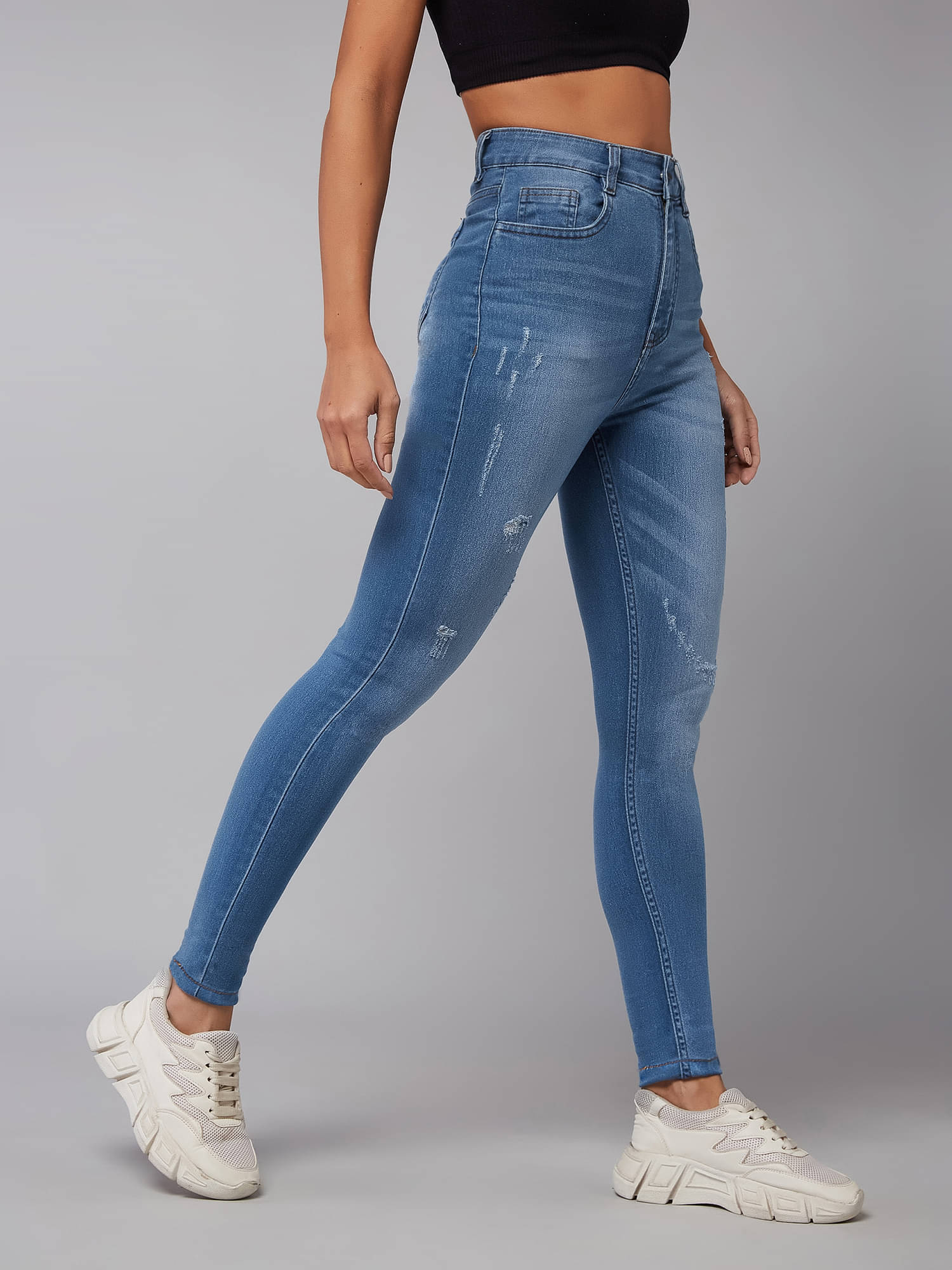     			Dolce Crudo Women's Skinny Fit High-Rise Jeans ( Dark Blue )