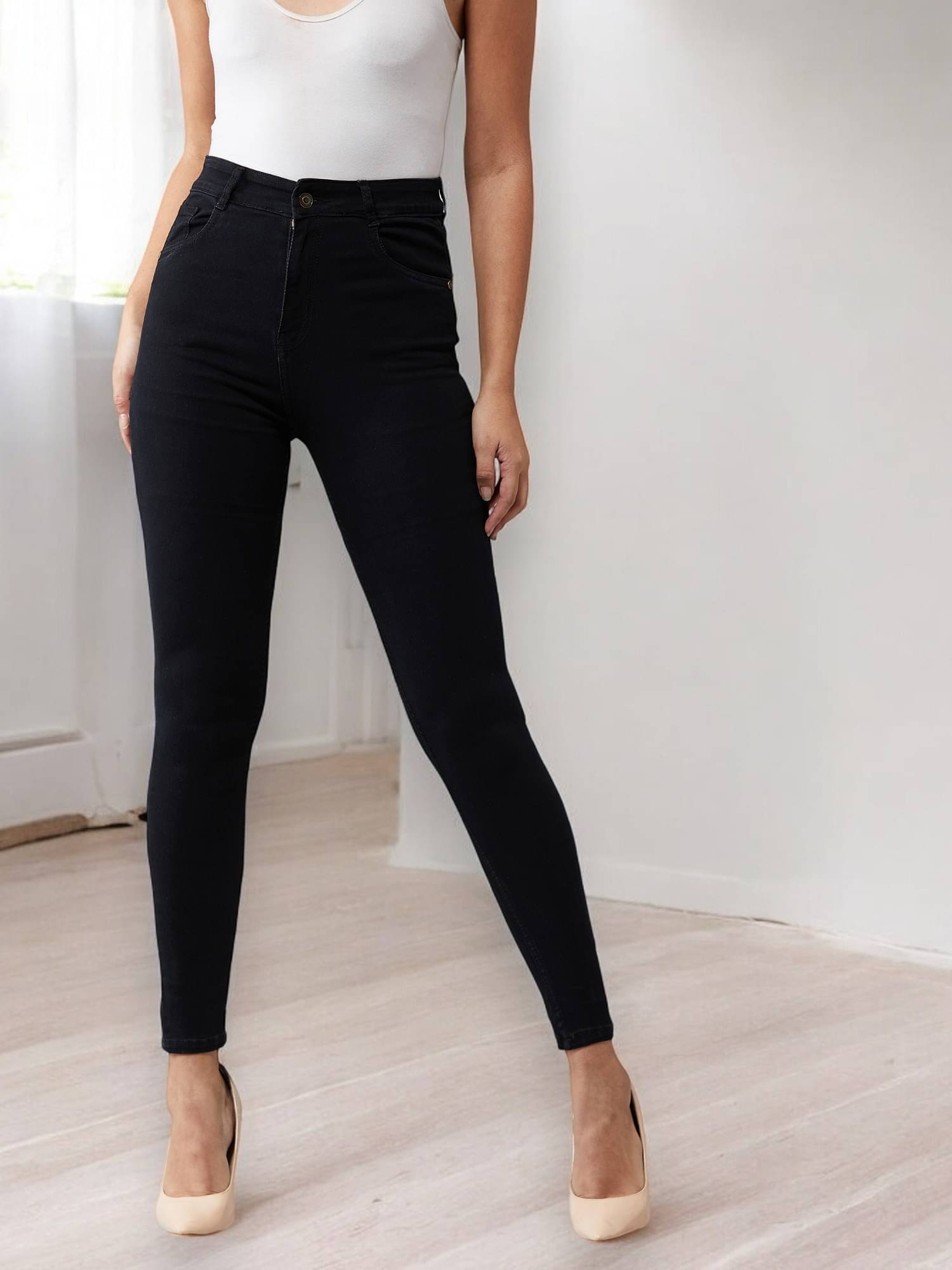     			Dolce Crudo Women's Skinny Fit High-Rise Jeans ( Black )