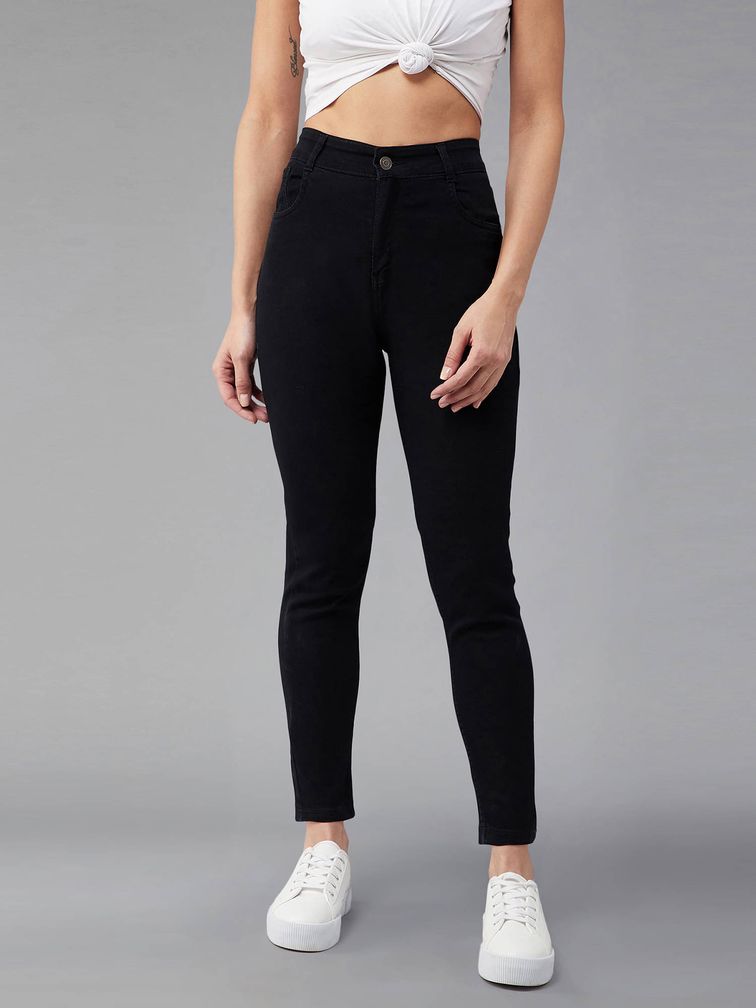     			Dolce Crudo Women's Skinny Fit High-Rise Jeans ( Black )