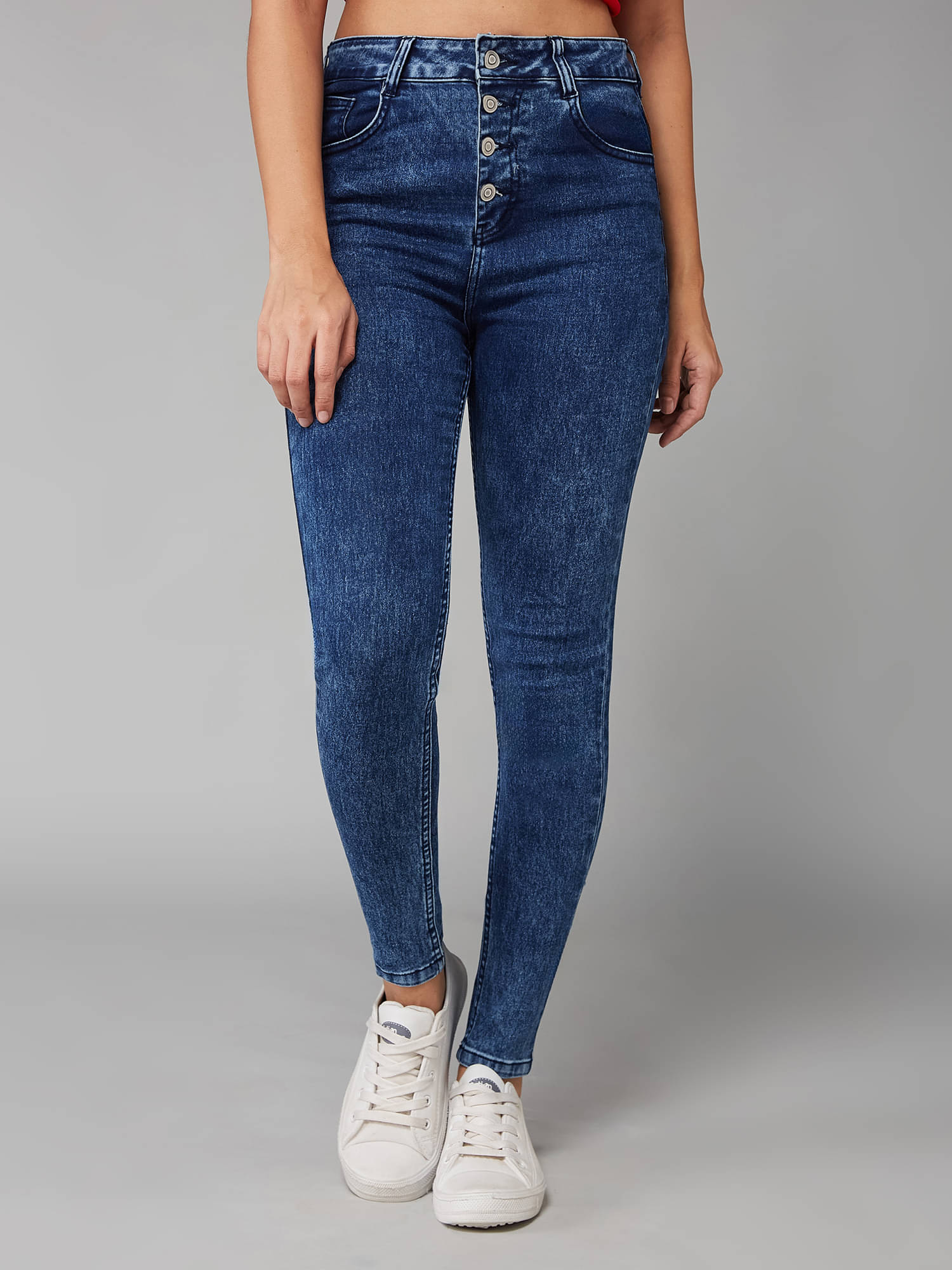     			Dolce Crudo Women's Skinny Fit High-Rise Jeans ( Blue )