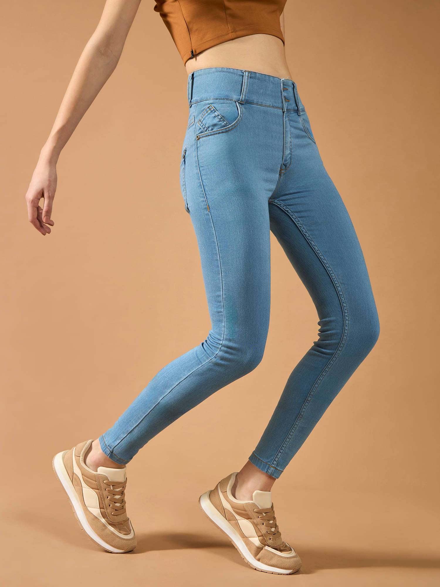     			Dolce Crudo Women's Skinny Fit High-Rise Jeans ( Blue )