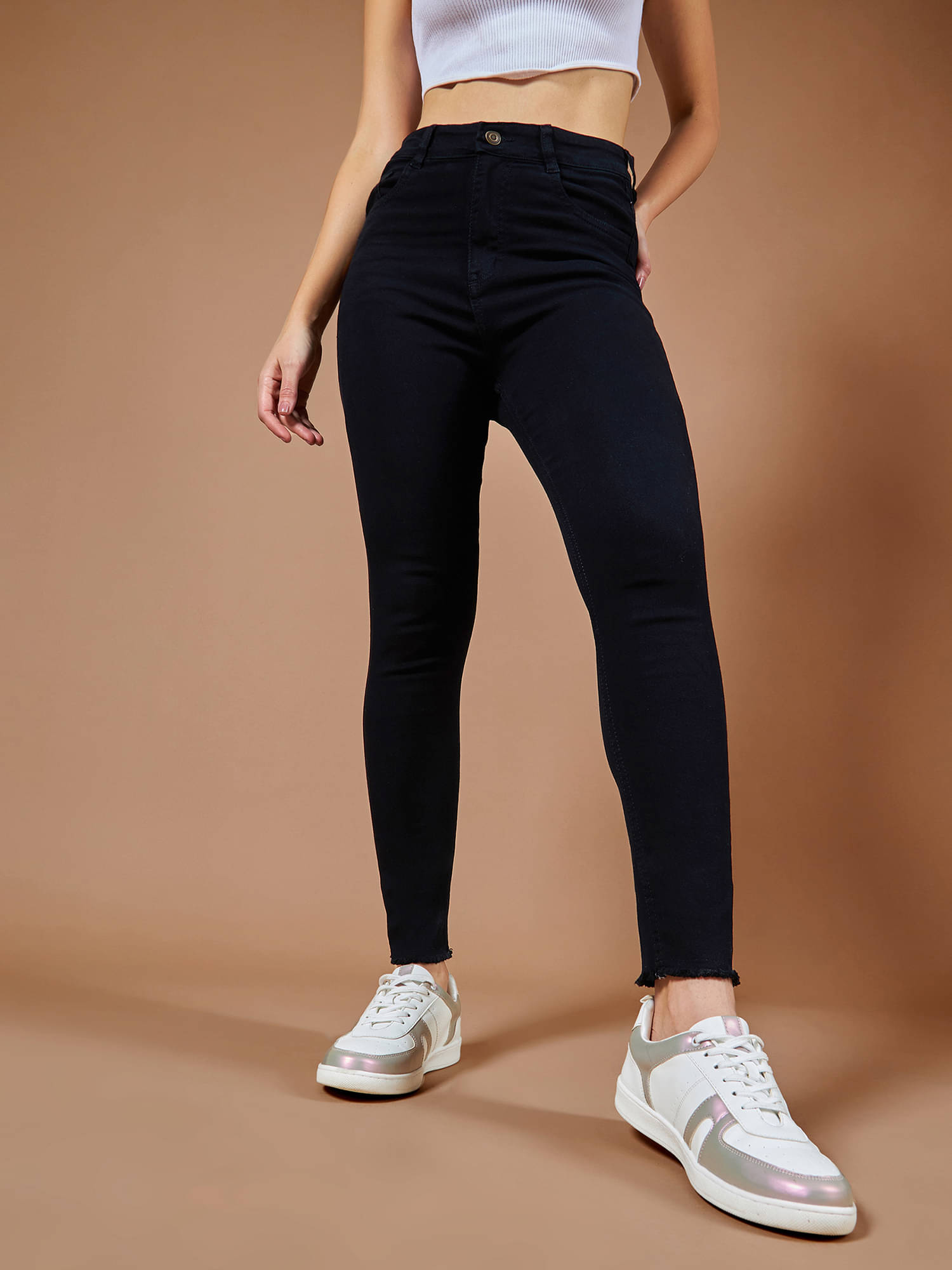     			Dolce Crudo Women's Skinny Fit High-Rise Jeans ( Black )