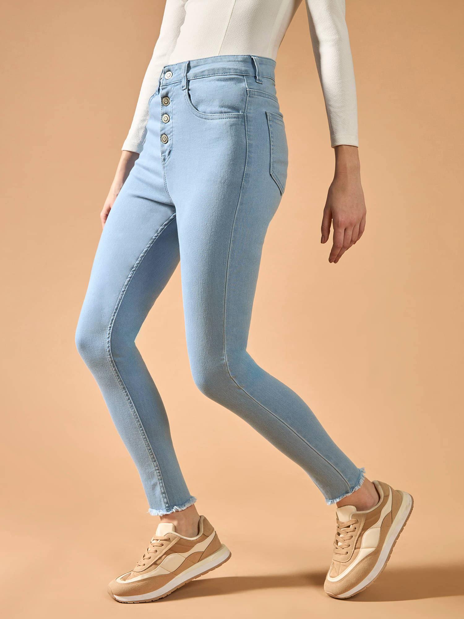     			Dolce Crudo Women's Skinny Fit High-Rise Jeans ( Light Blue )