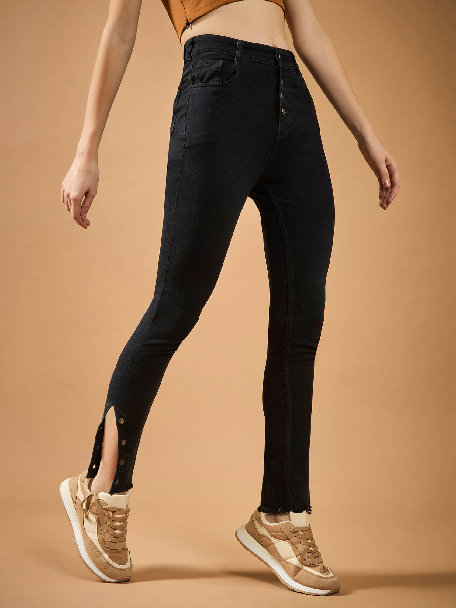     			Dolce Crudo Women's Skinny Fit High-Rise Jeans ( Black )